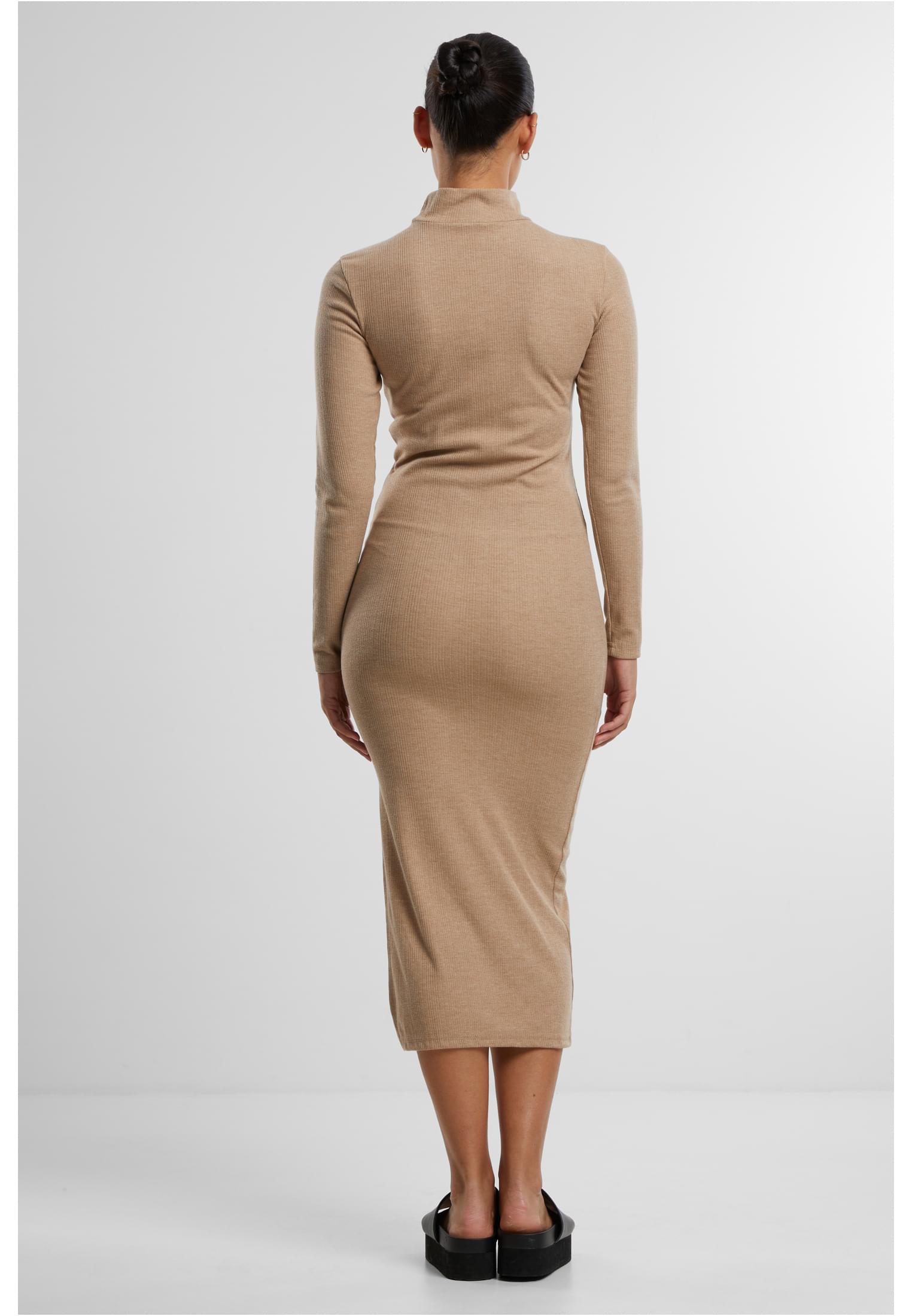 Ladies Rib Longlseeve Mockneck Dress | beigemelange