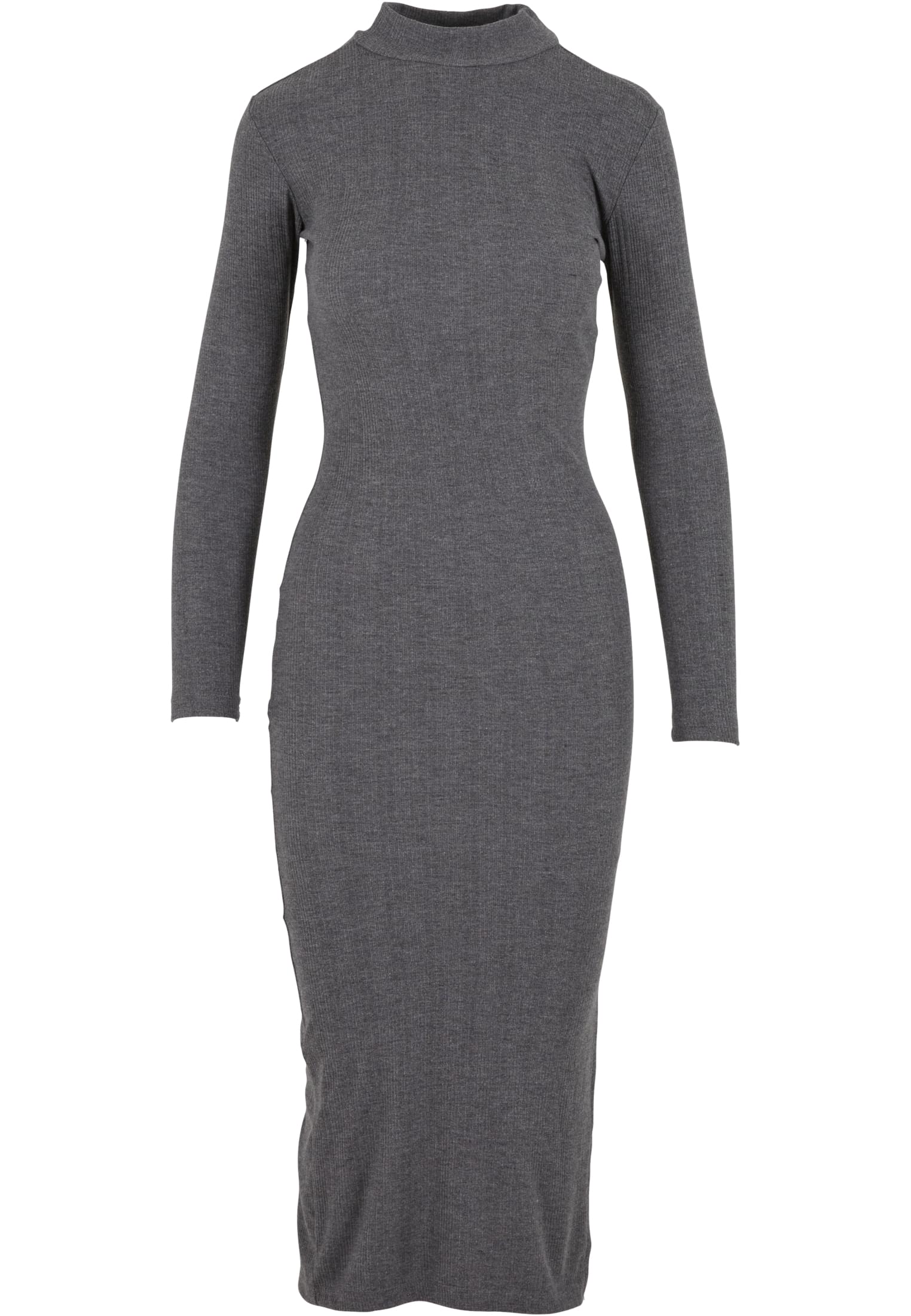 Ladies Rib Longlseeve Mockneck Dress | darkgreymelange