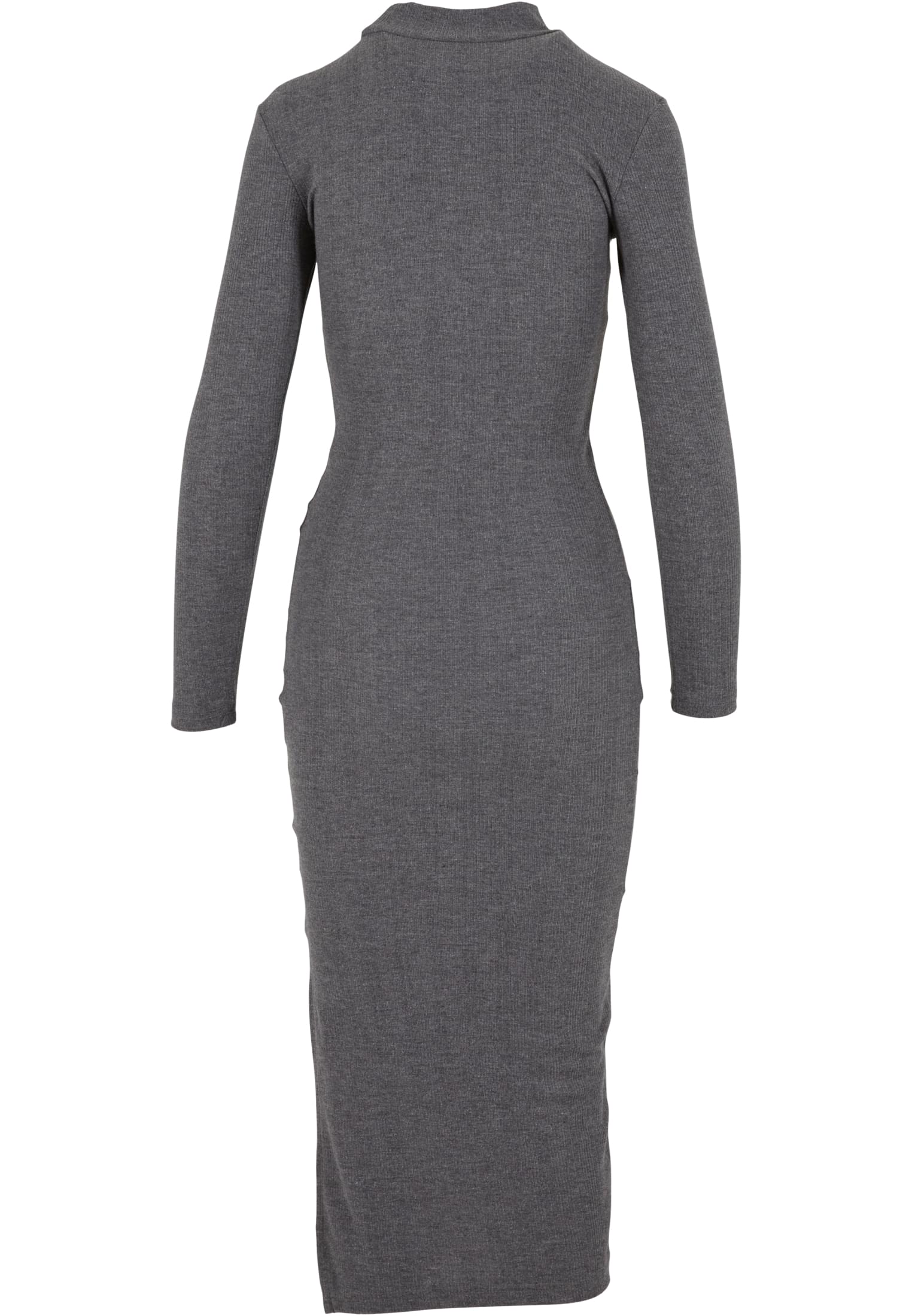 Ladies Rib Longlseeve Mockneck Dress | darkgreymelange