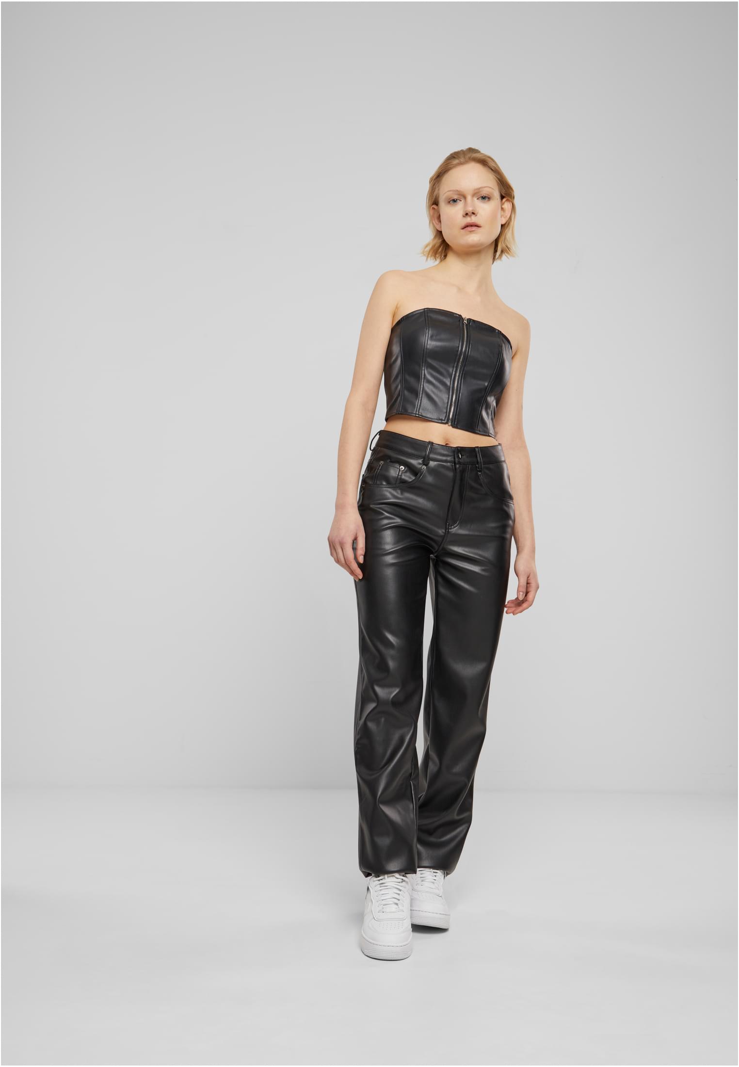 Ladies Synthetic Leather Bandeau Top | black