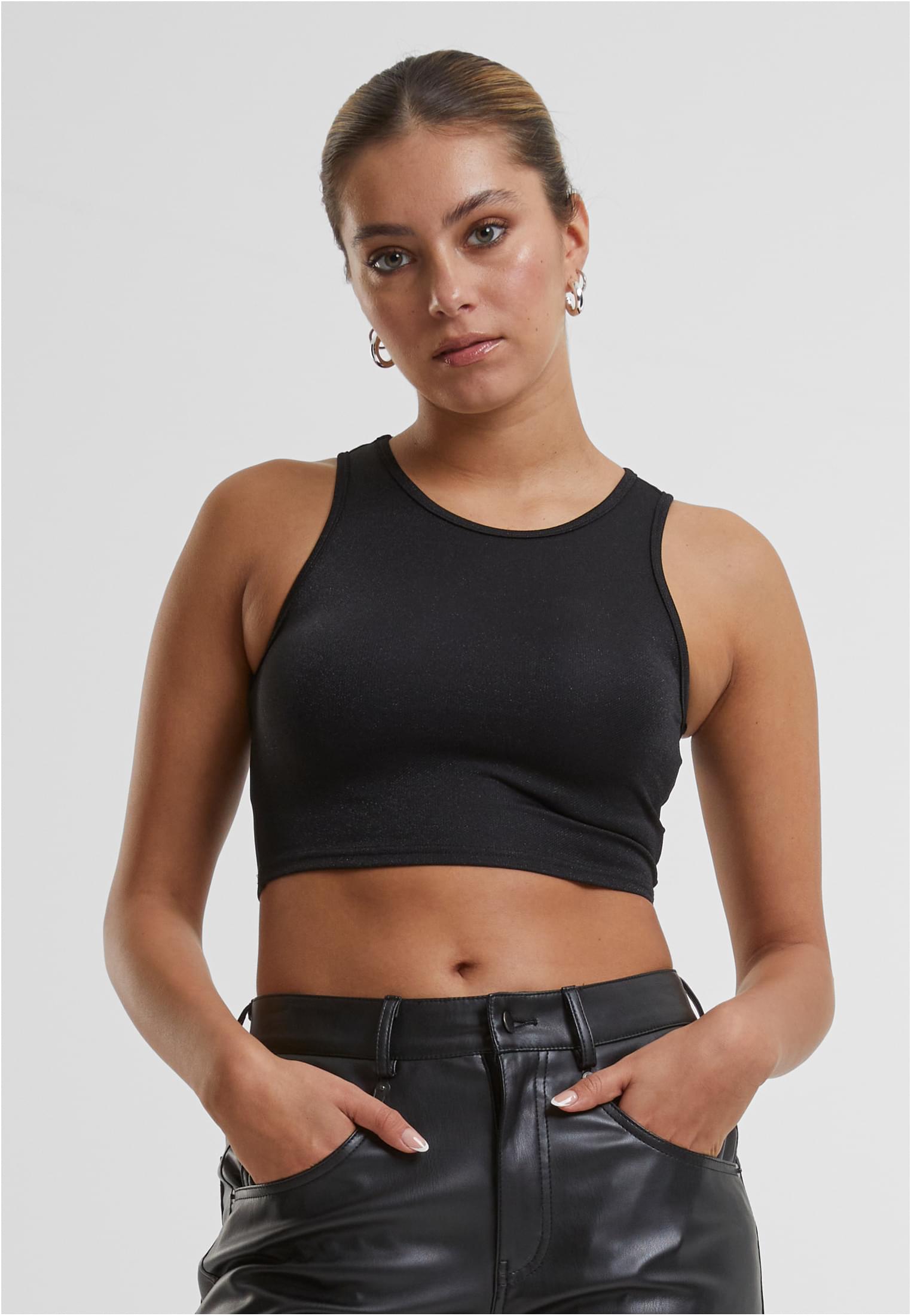 Ladies Glitter Cropped Top | black