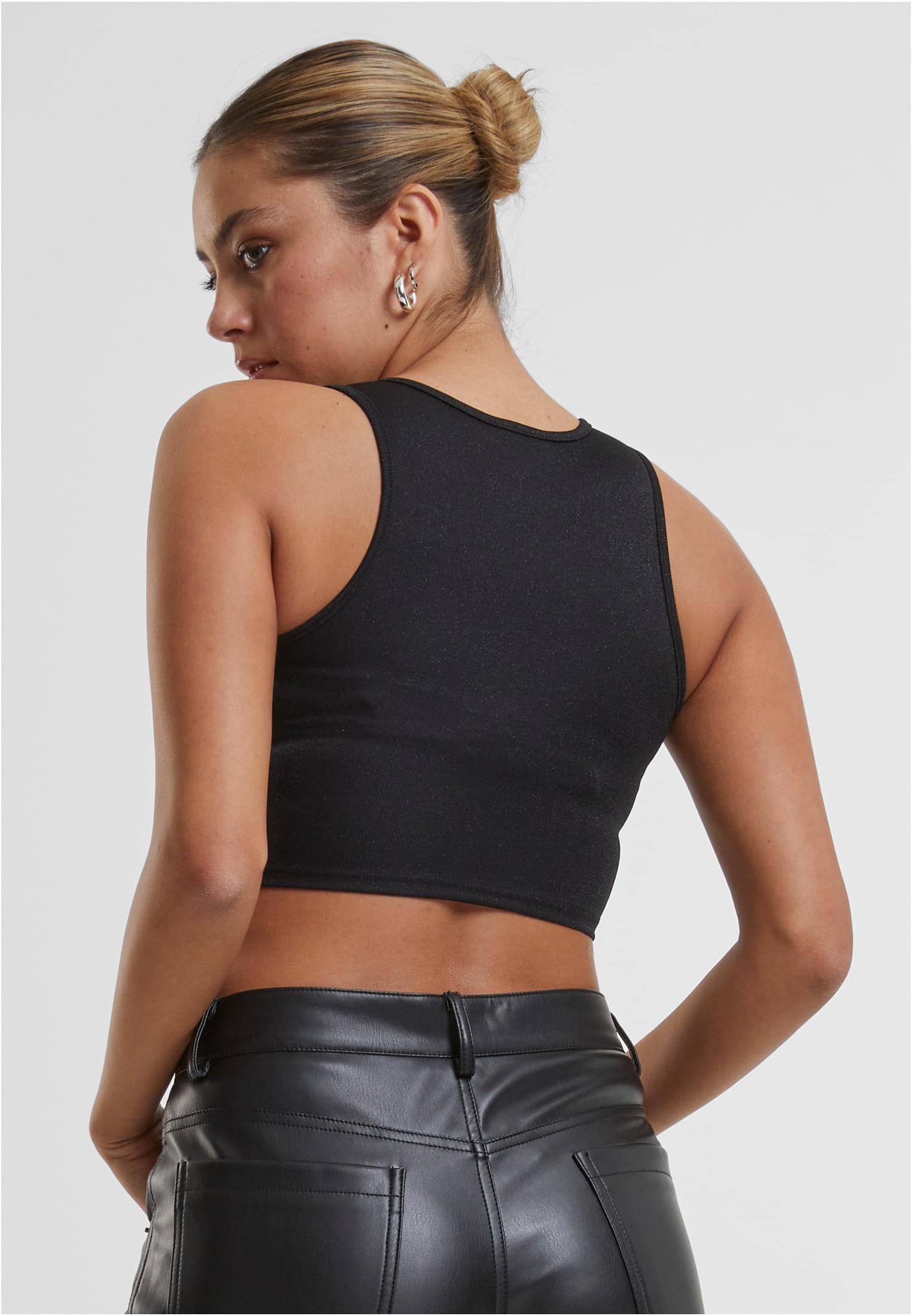 Ladies Glitter Cropped Top | black