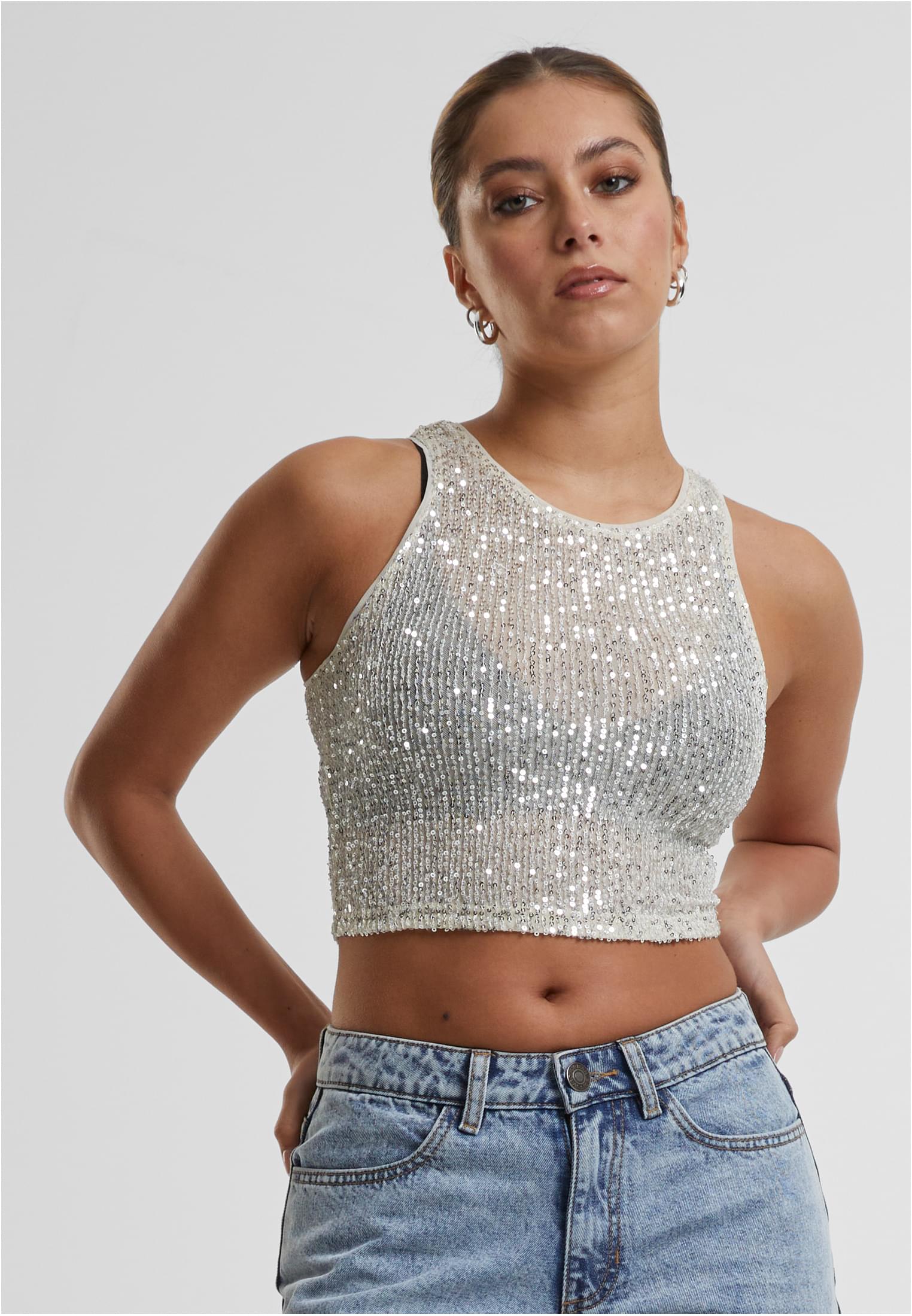 Ladies Sequins Cropped Top | whitesand