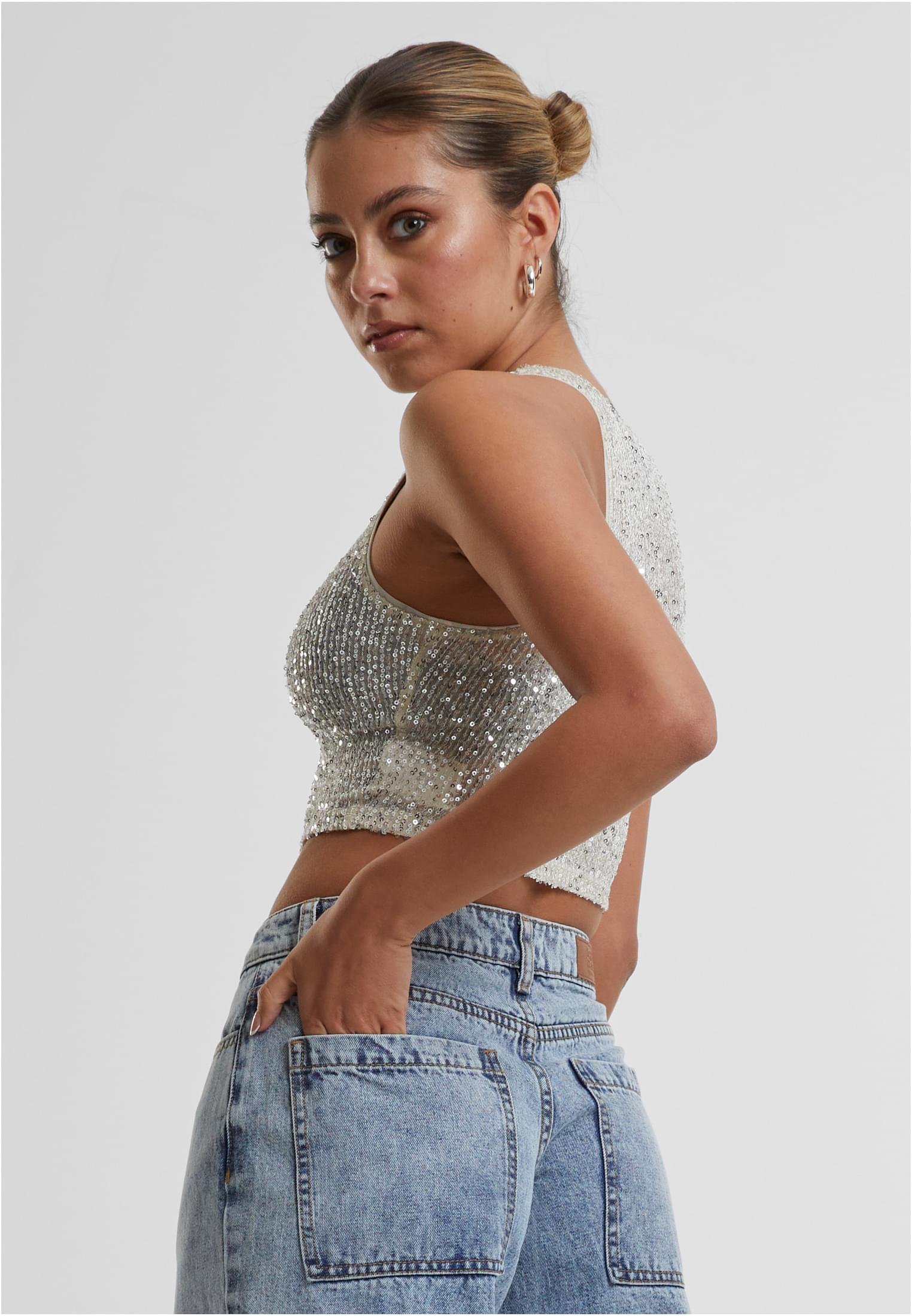 Ladies Sequins Cropped Top | whitesand