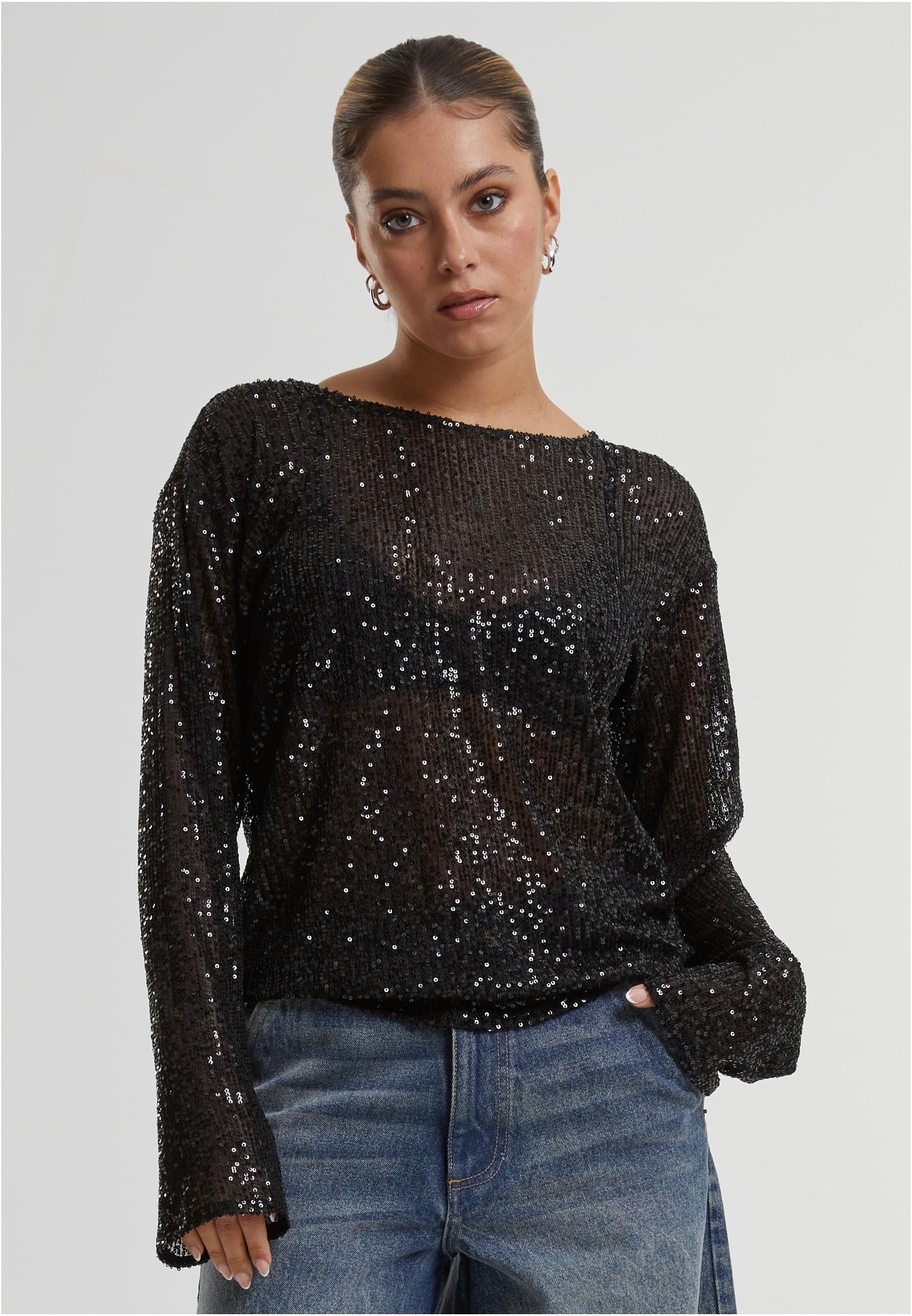 Ladies Sequins Longsleeve | black