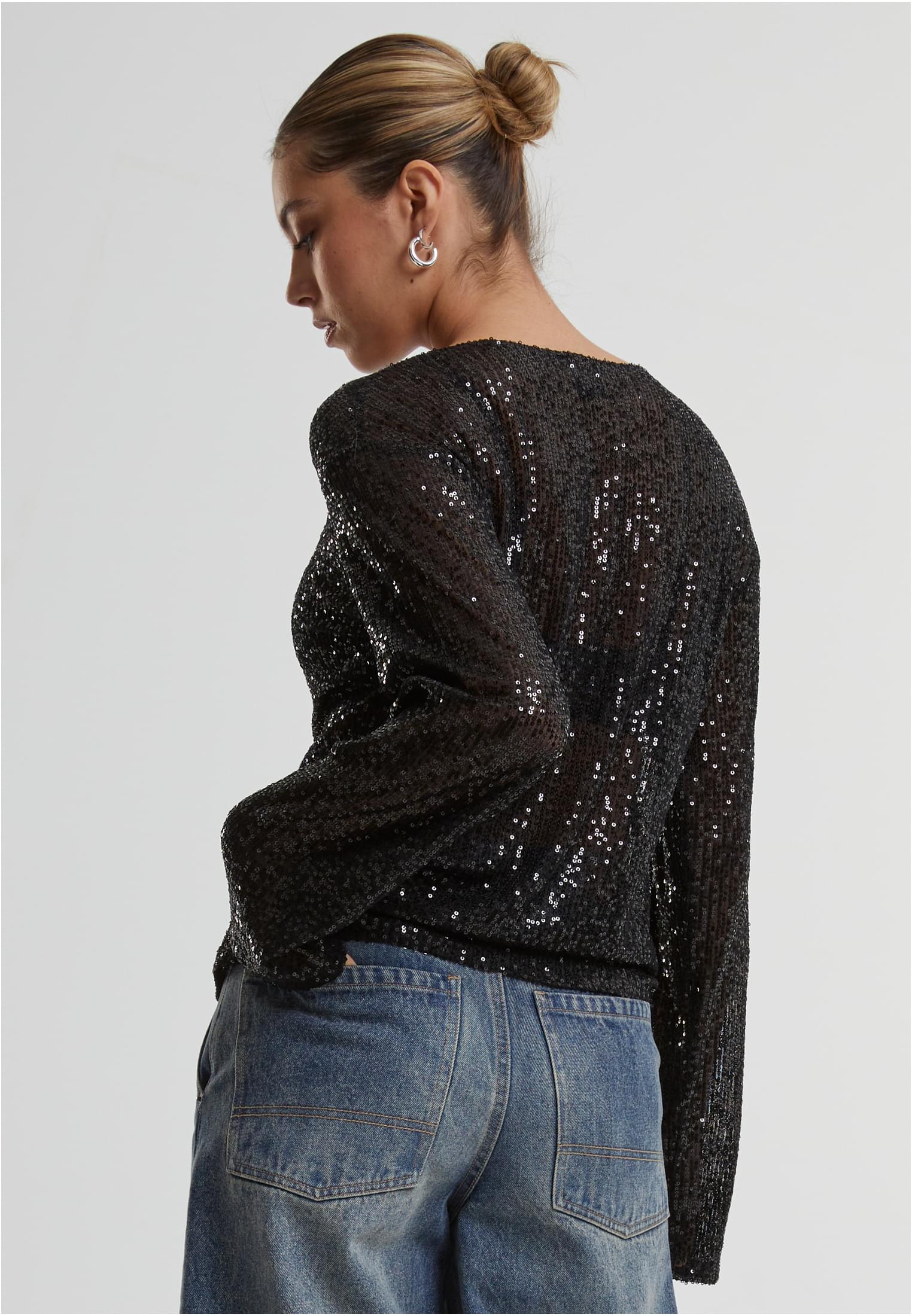 Ladies Sequins Longsleeve | black