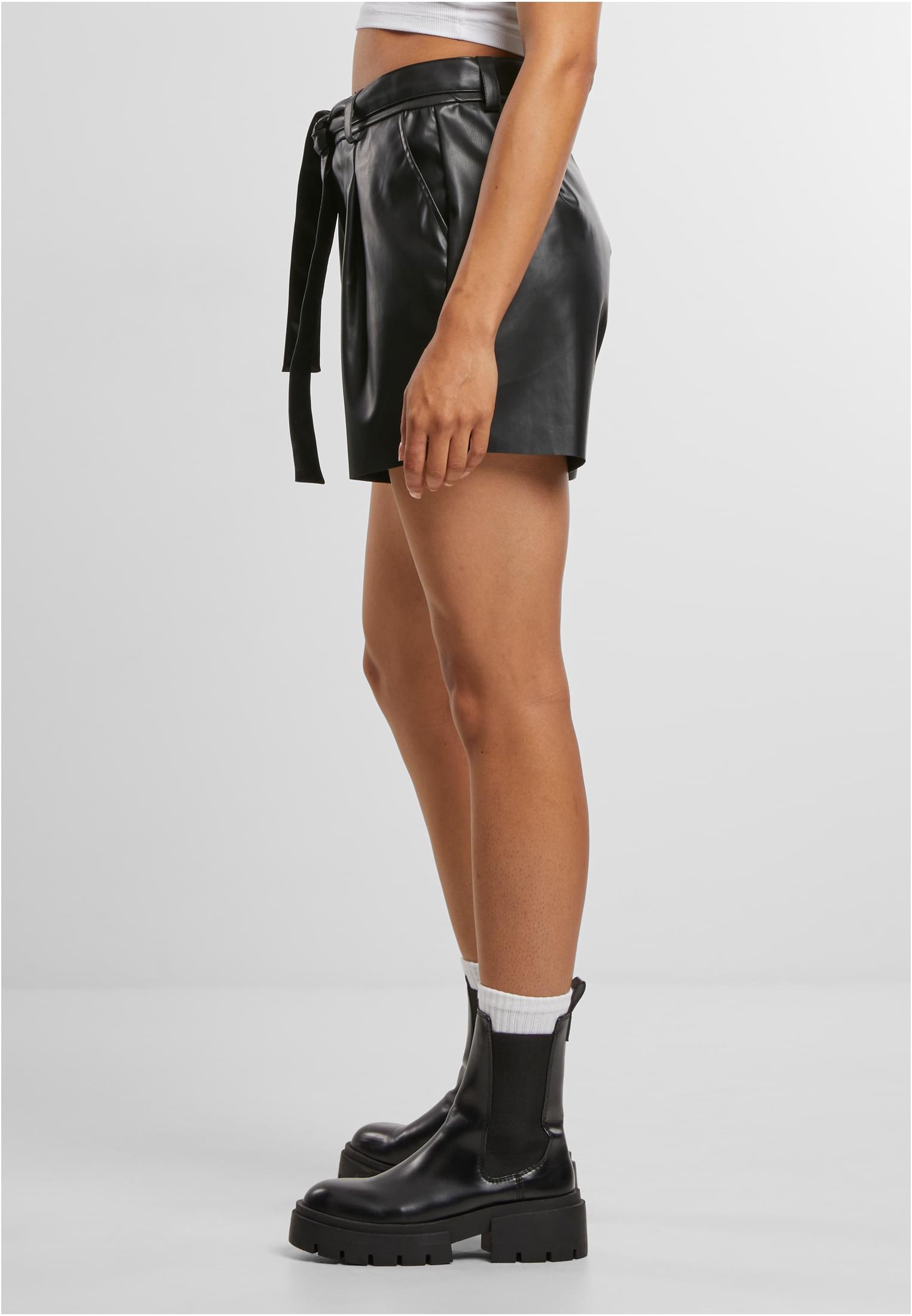 Ladies Synthetic Leather Shorts | black