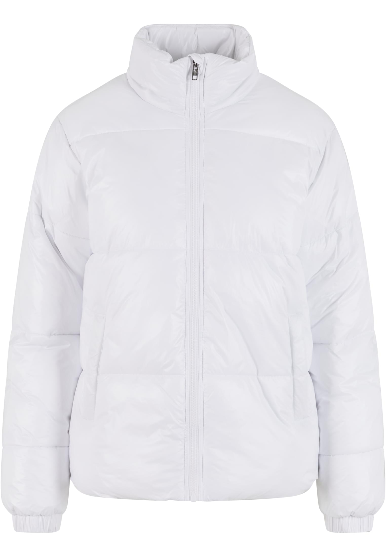 Ladies Recycled Short Shiny Puffer Jacket | white