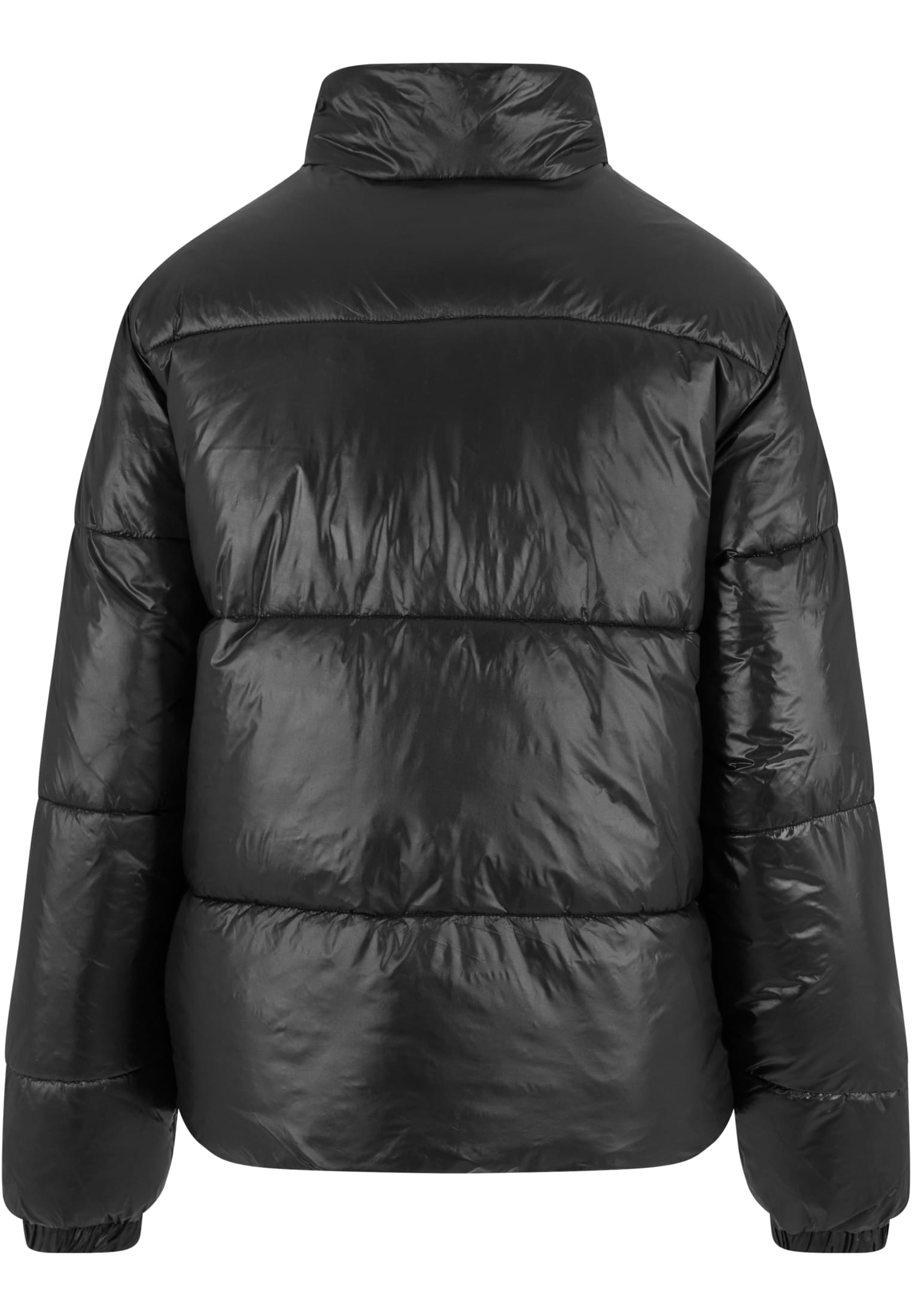 Ladies Recycled Short Shiny Puffer Jacket | black