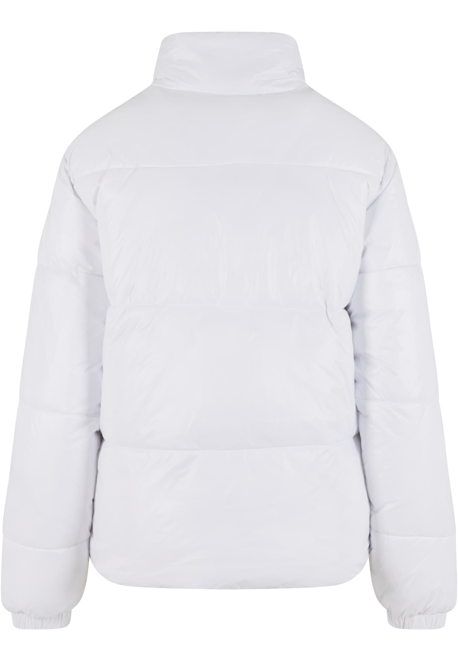 Ladies Recycled Short Shiny Puffer Jacket | white