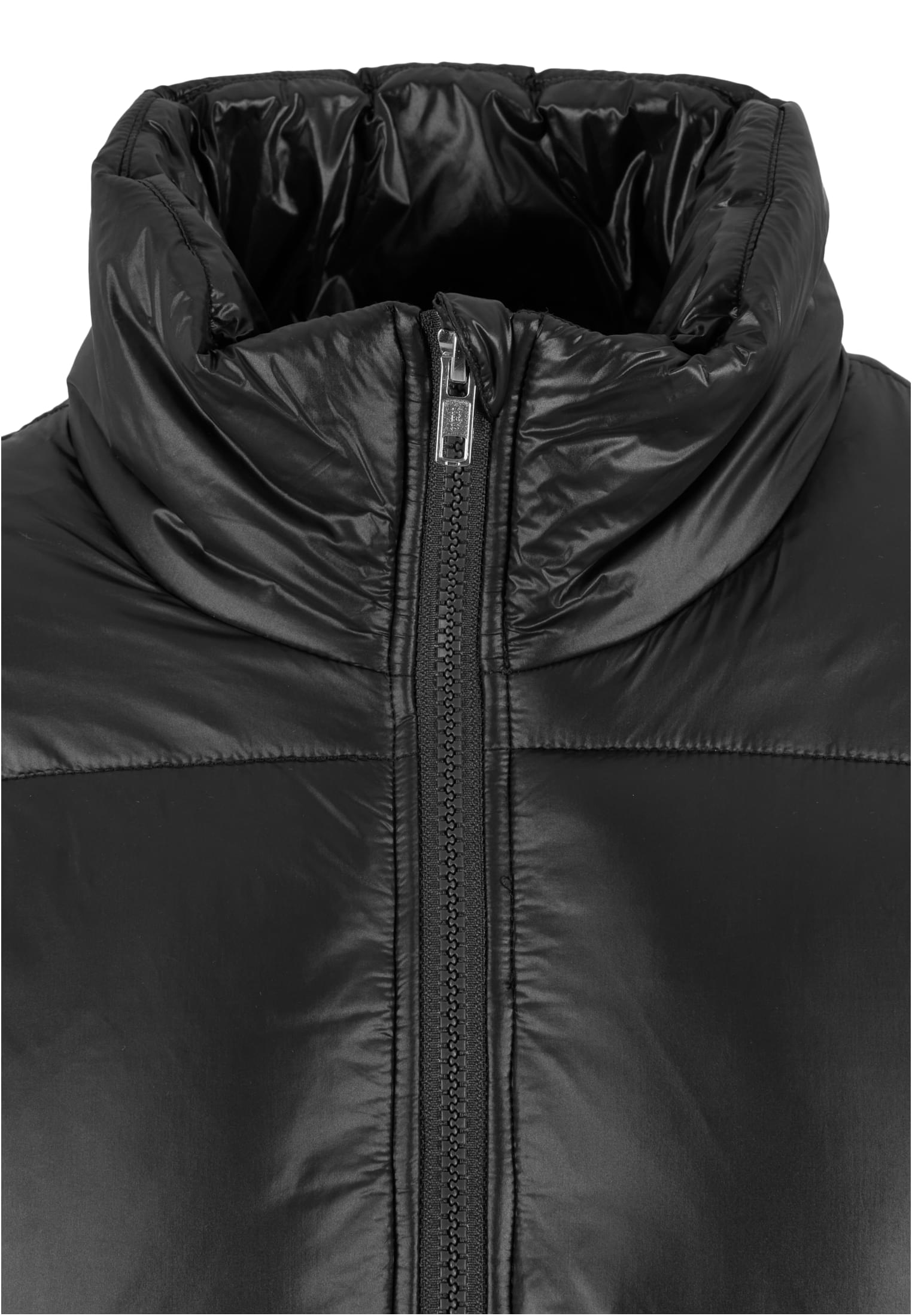 Ladies Recycled Short Shiny Puffer Jacket | black