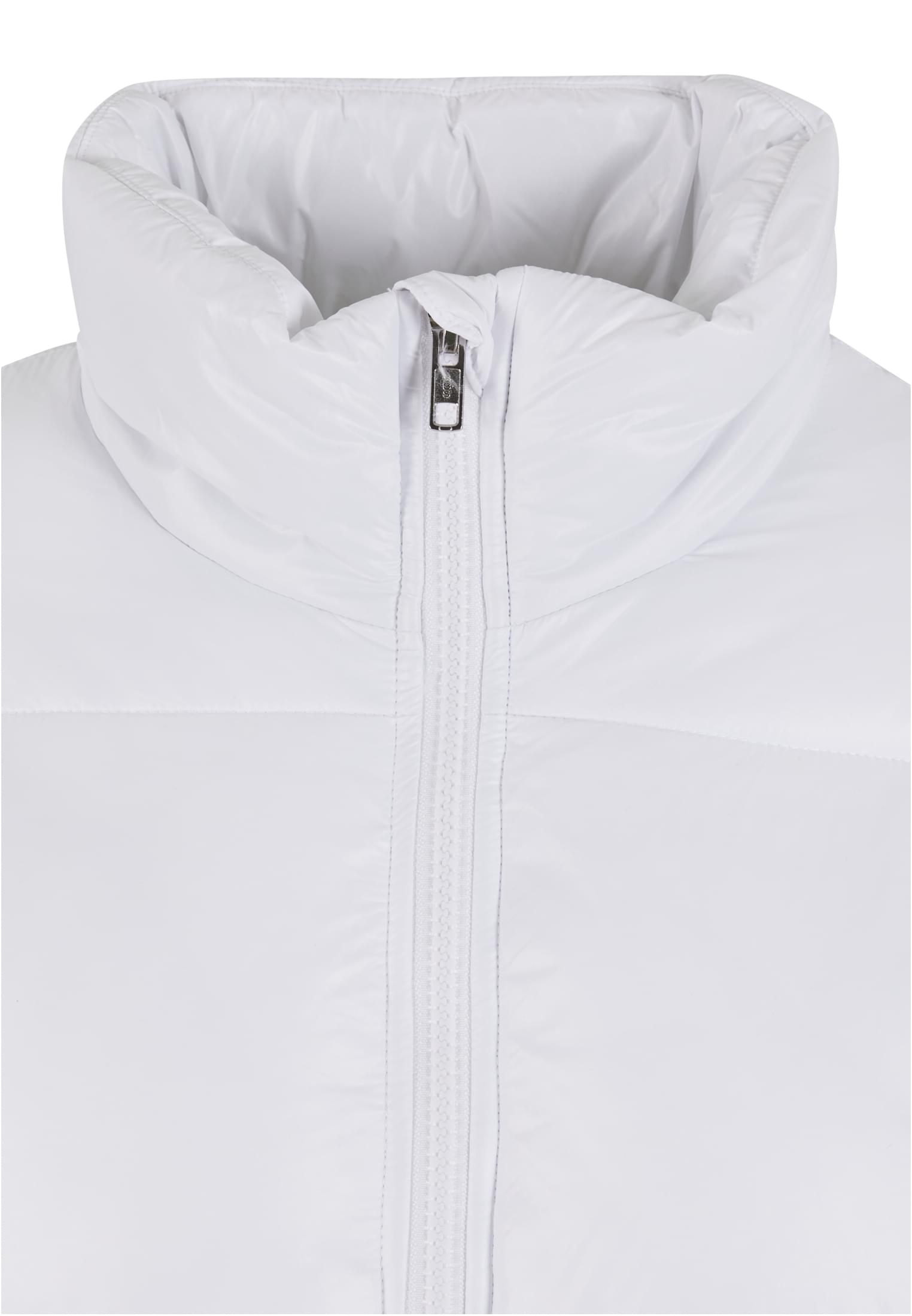 Ladies Recycled Short Shiny Puffer Jacket | white