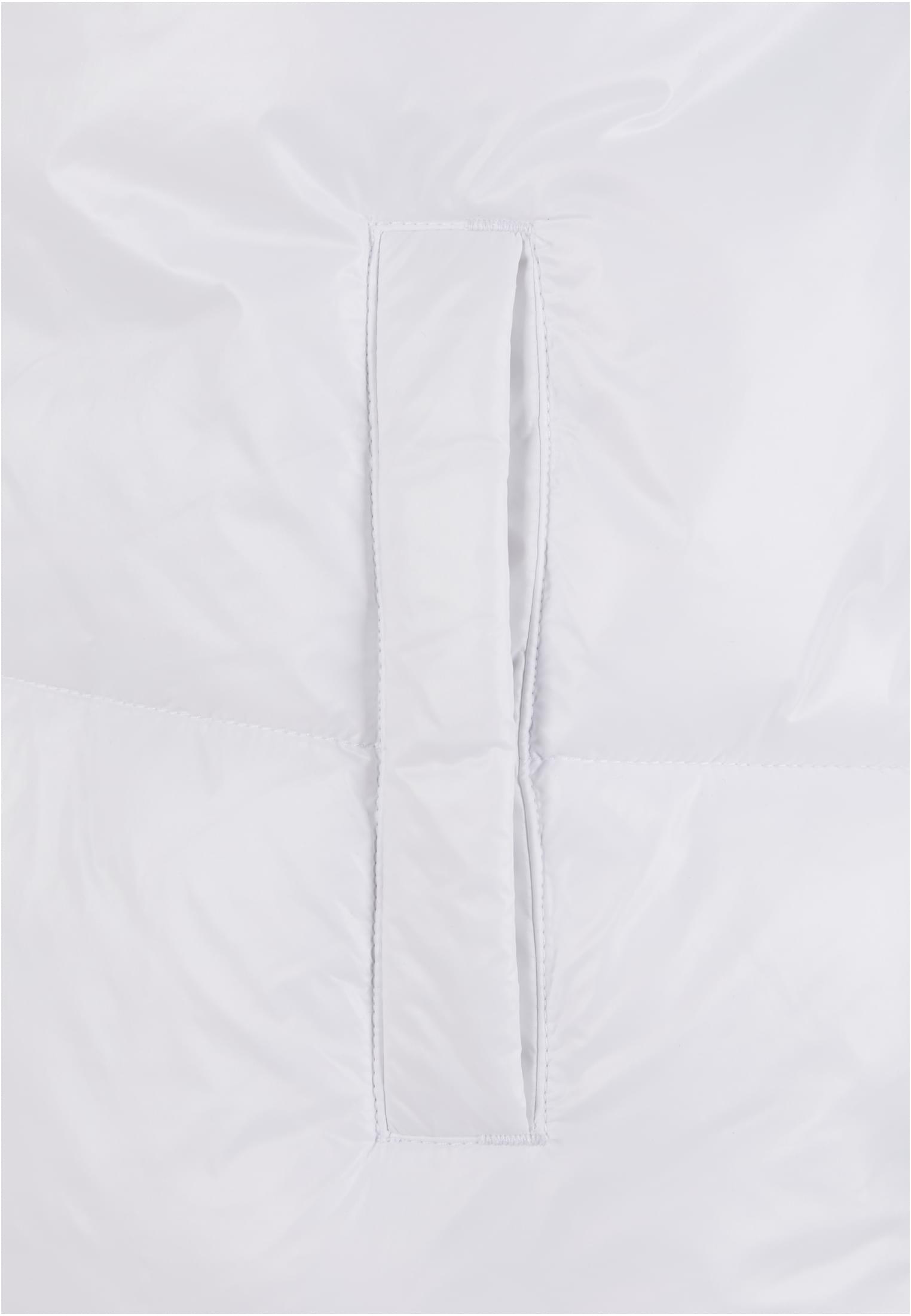 Ladies Recycled Short Shiny Puffer Jacket | white