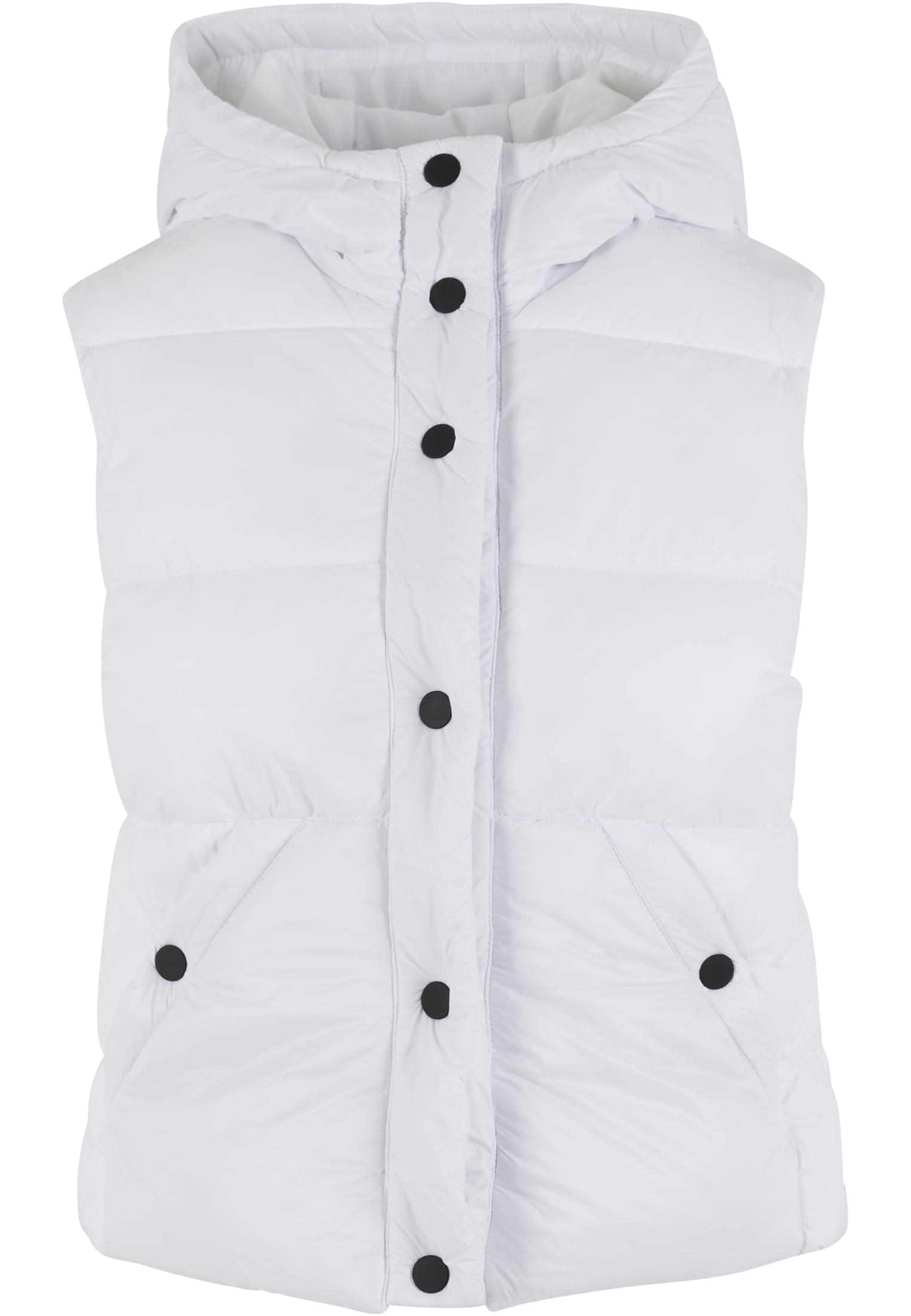 Ladies Recycled Shiny Puffer Vest with Hood | white