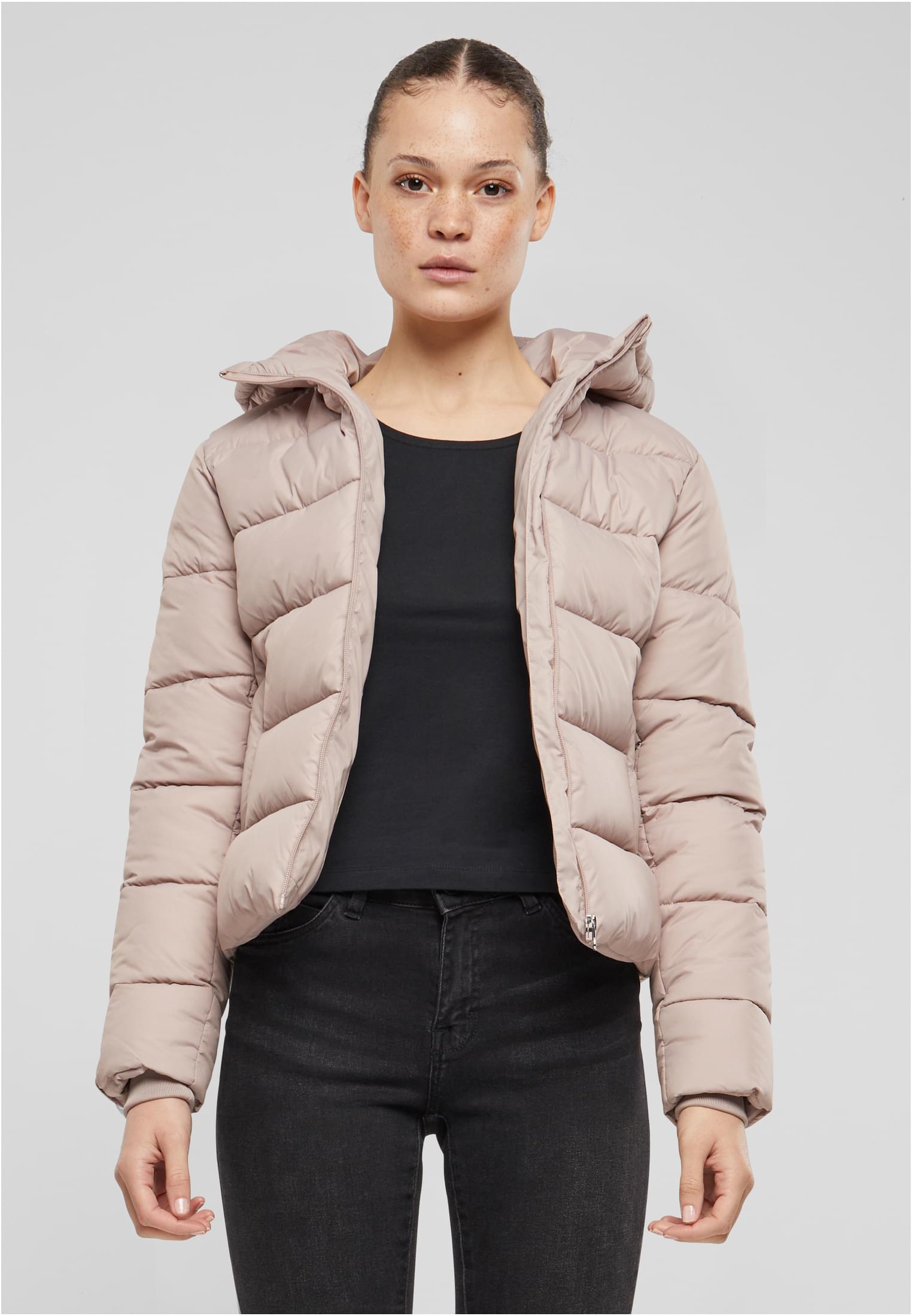 Ladies Short Puffer Jacket With Hood | duskrose