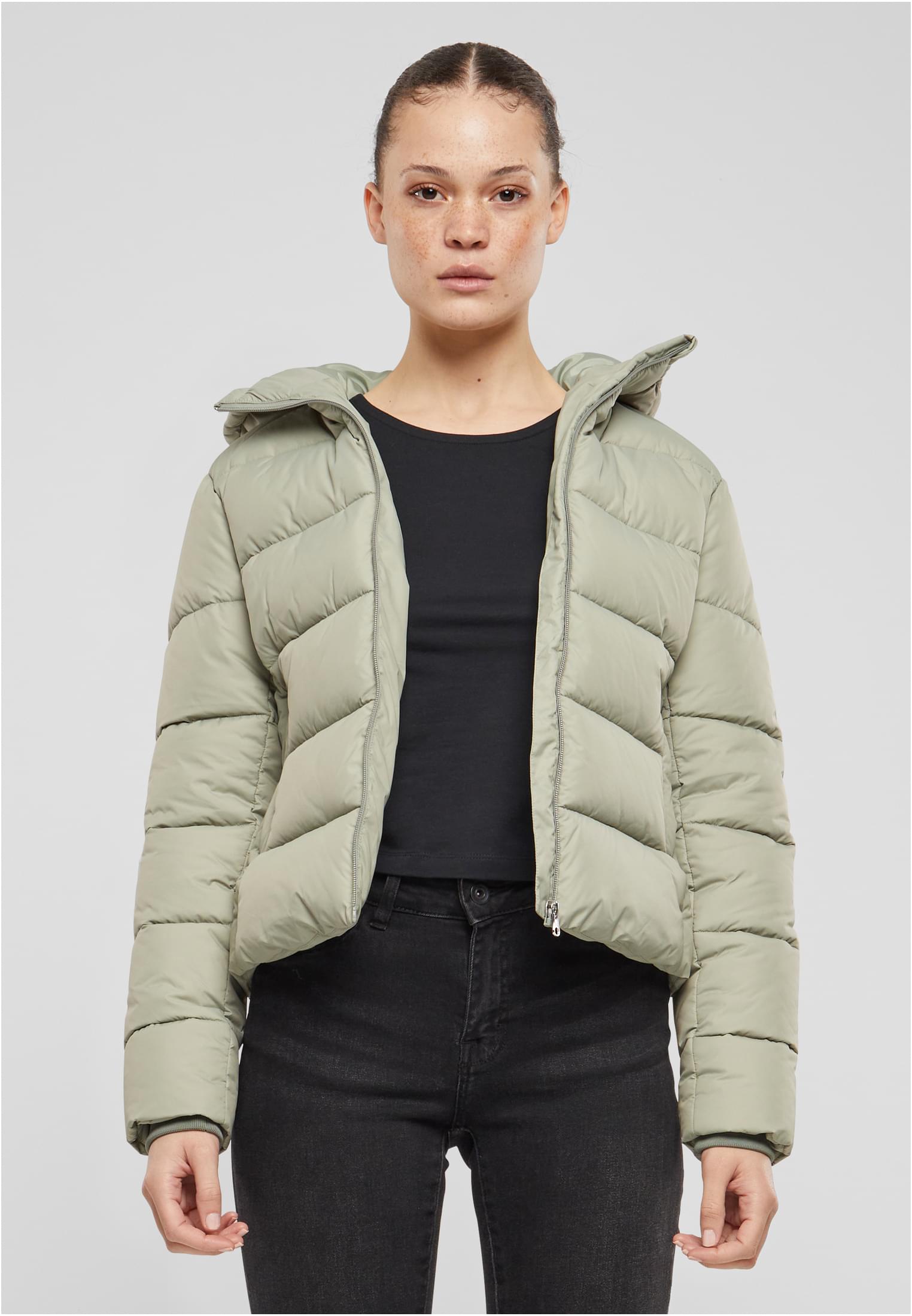 Ladies Short Puffer Jacket With Hood | salviagrey