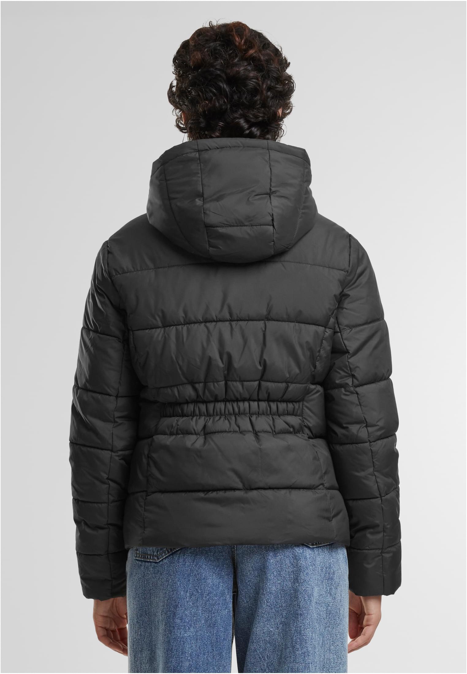 Ladies Short Puffer Jacket With Hood | black