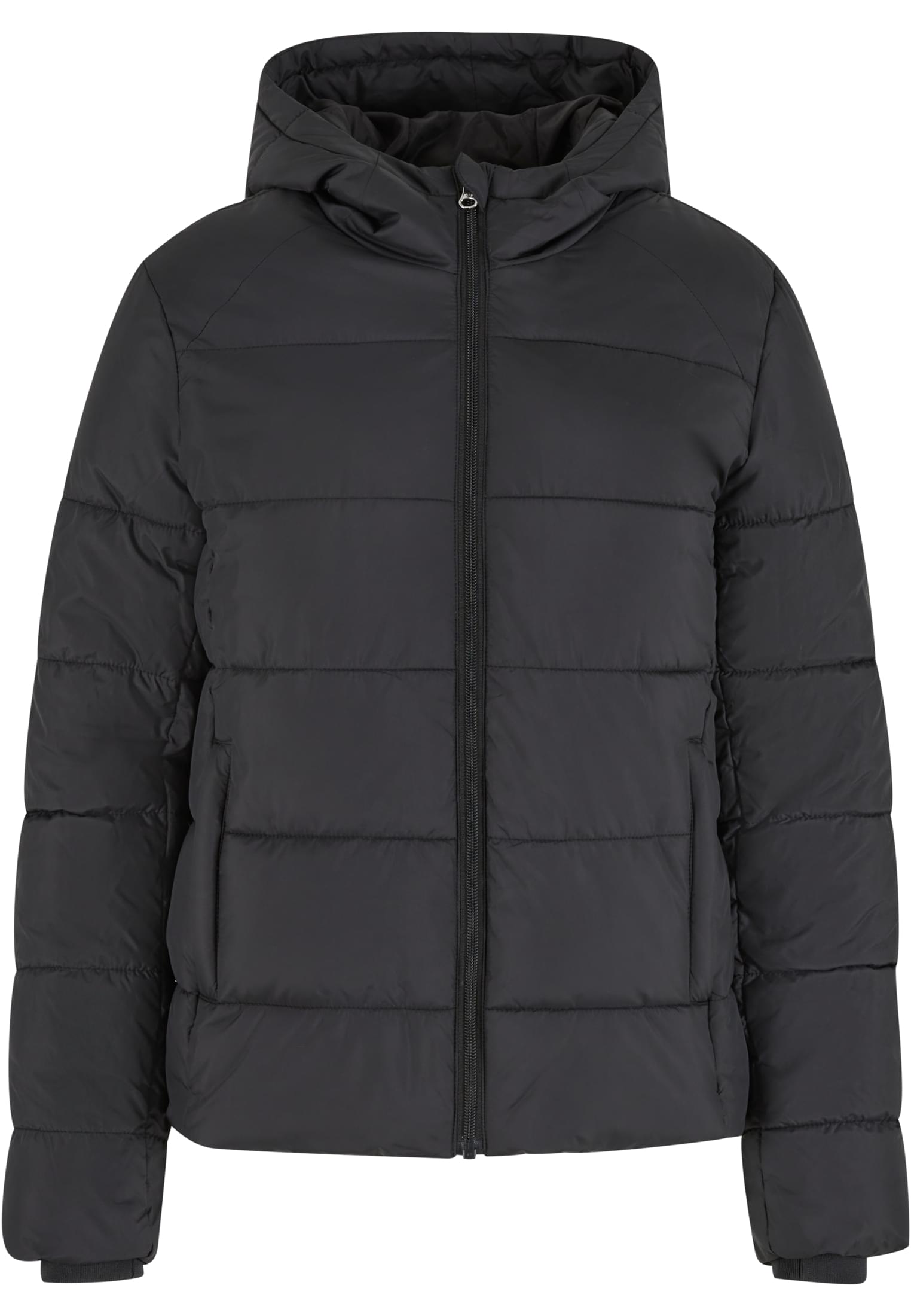 Ladies Short Puffer Jacket With Hood | black