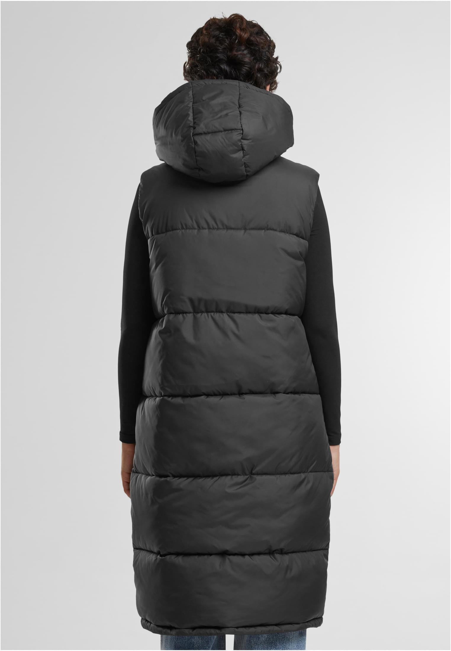 Ladies Long Hooded Puffer Vest | black