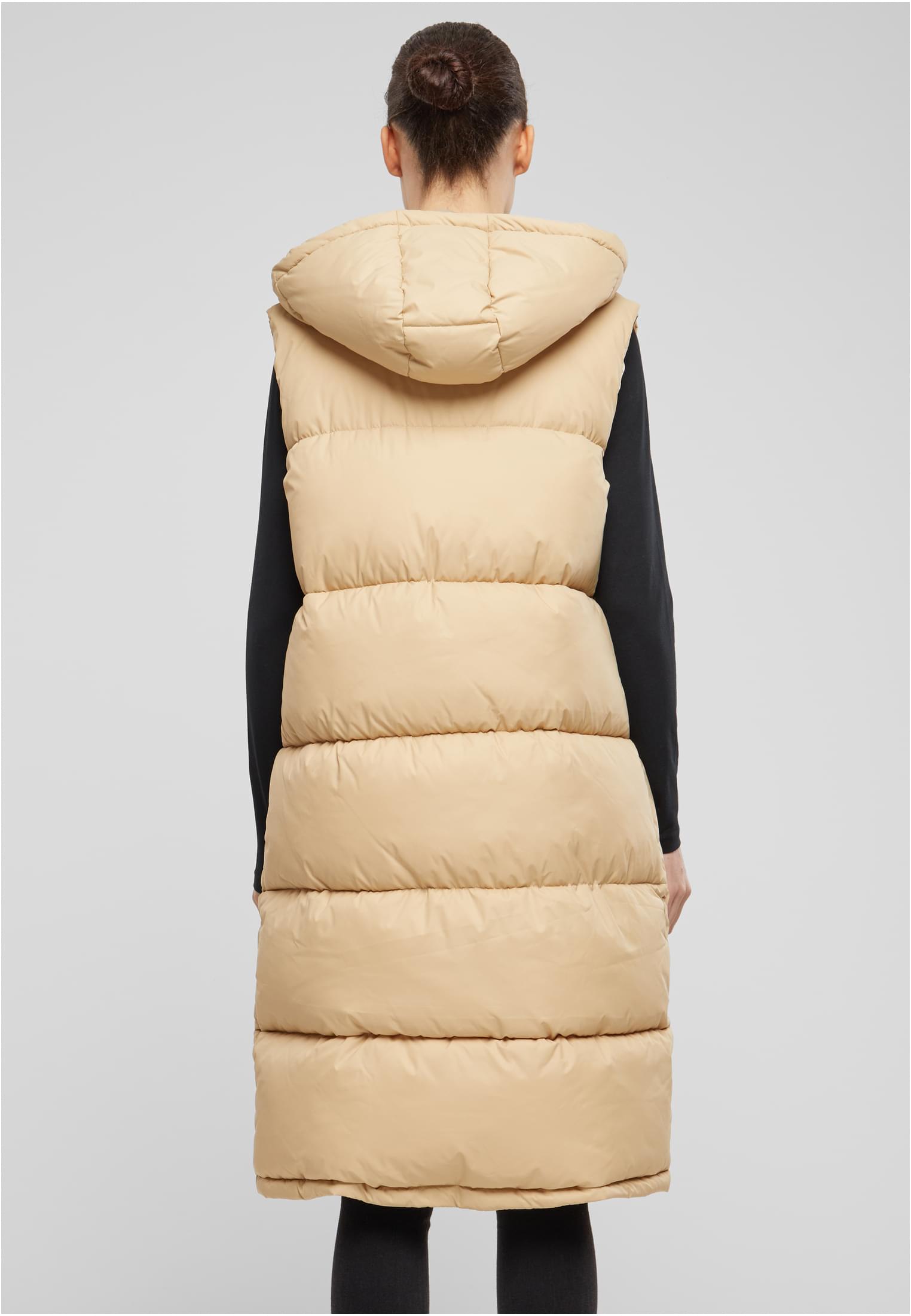 Ladies Long Hooded Puffer Vest | unionbeige