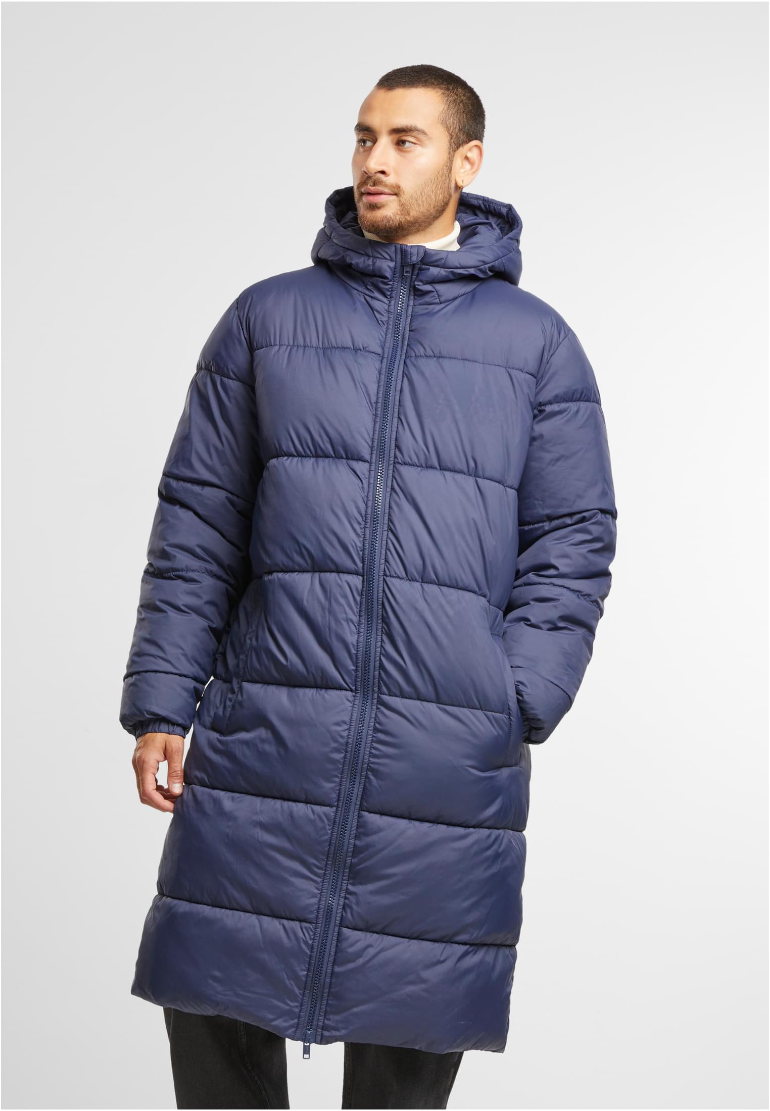 Mens Long Puffer Coat | navy