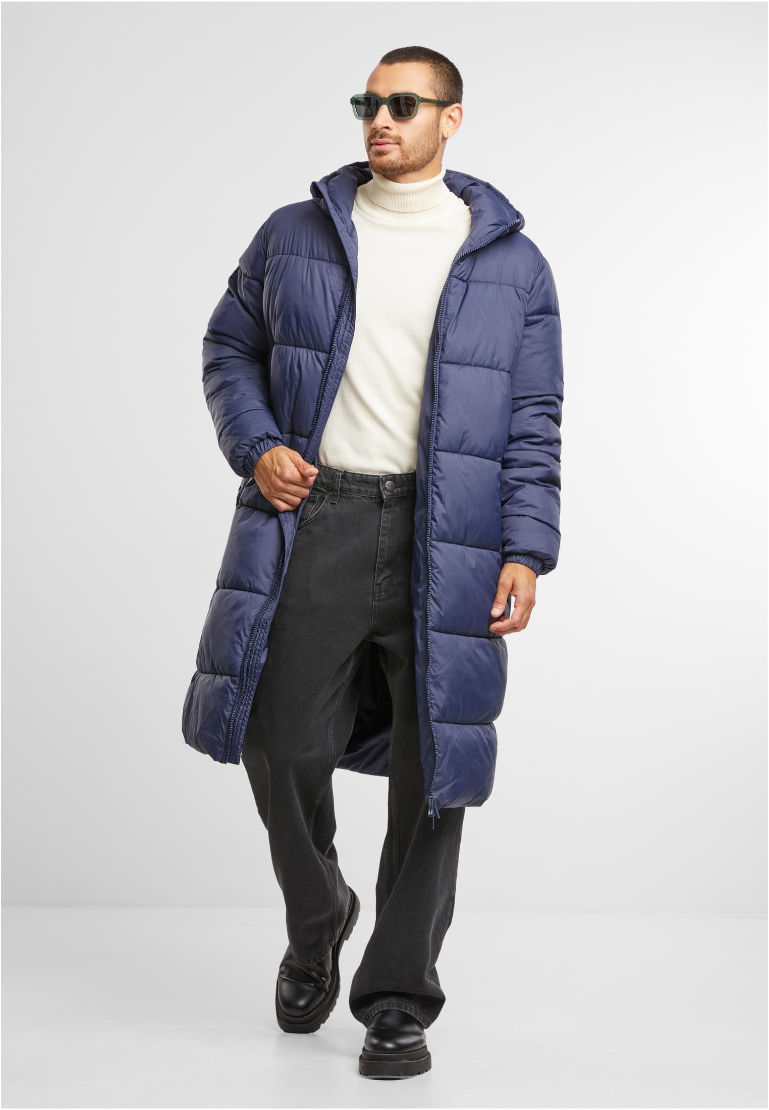 Mens Long Puffer Coat | navy