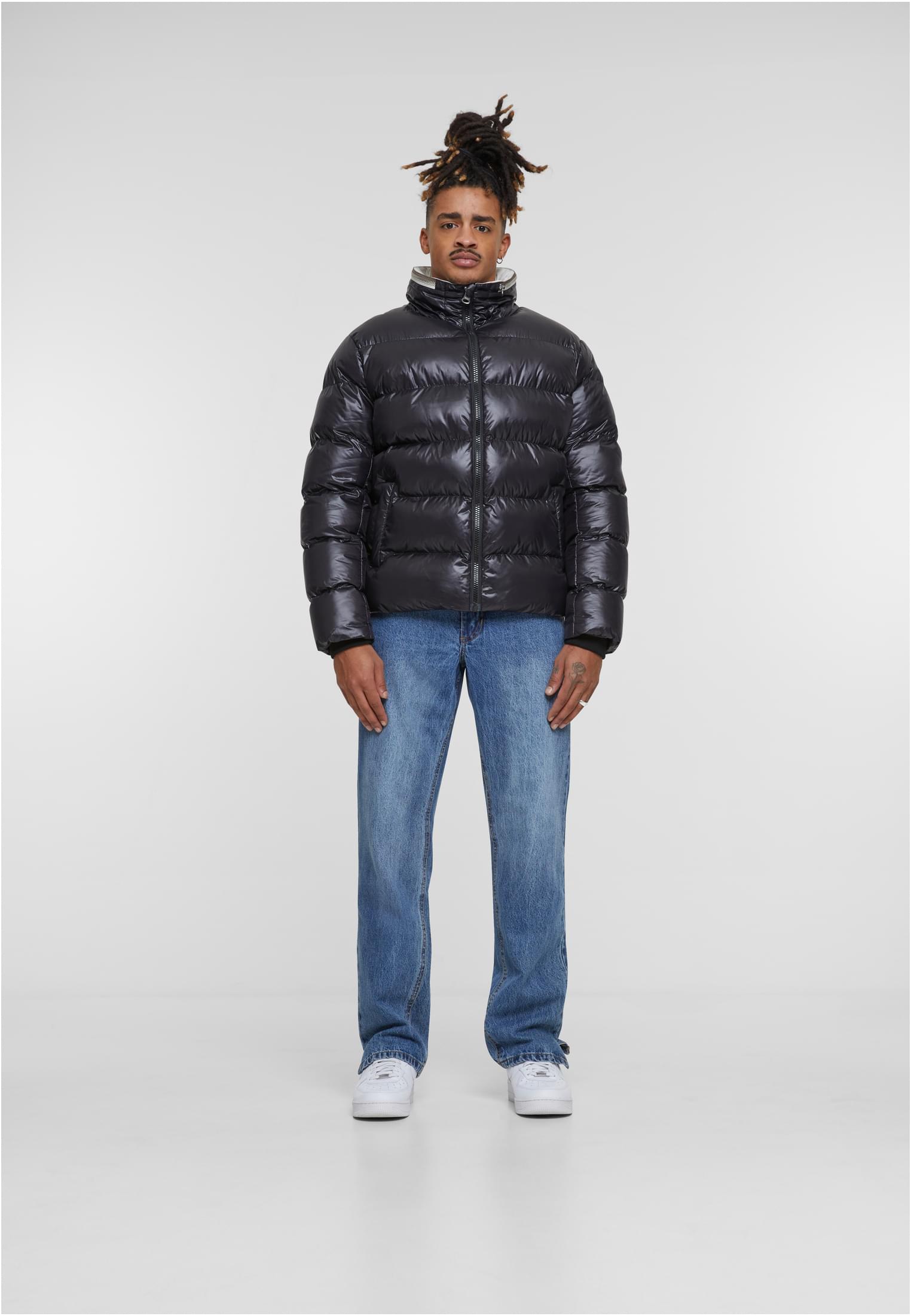 Recycled Zip neck Puffer Jacket | black