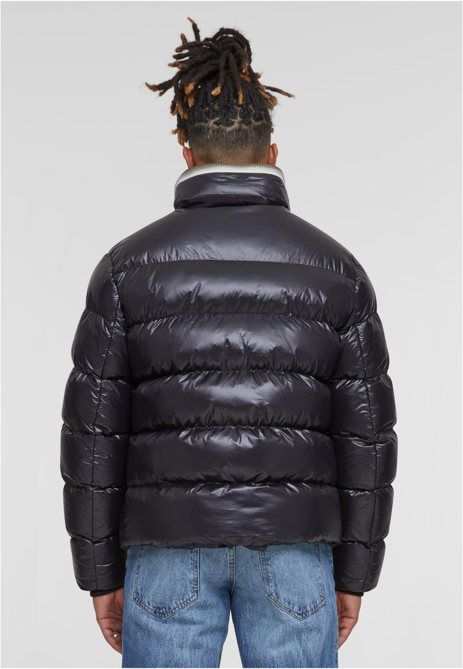 Recycled Zip neck Puffer Jacket | black