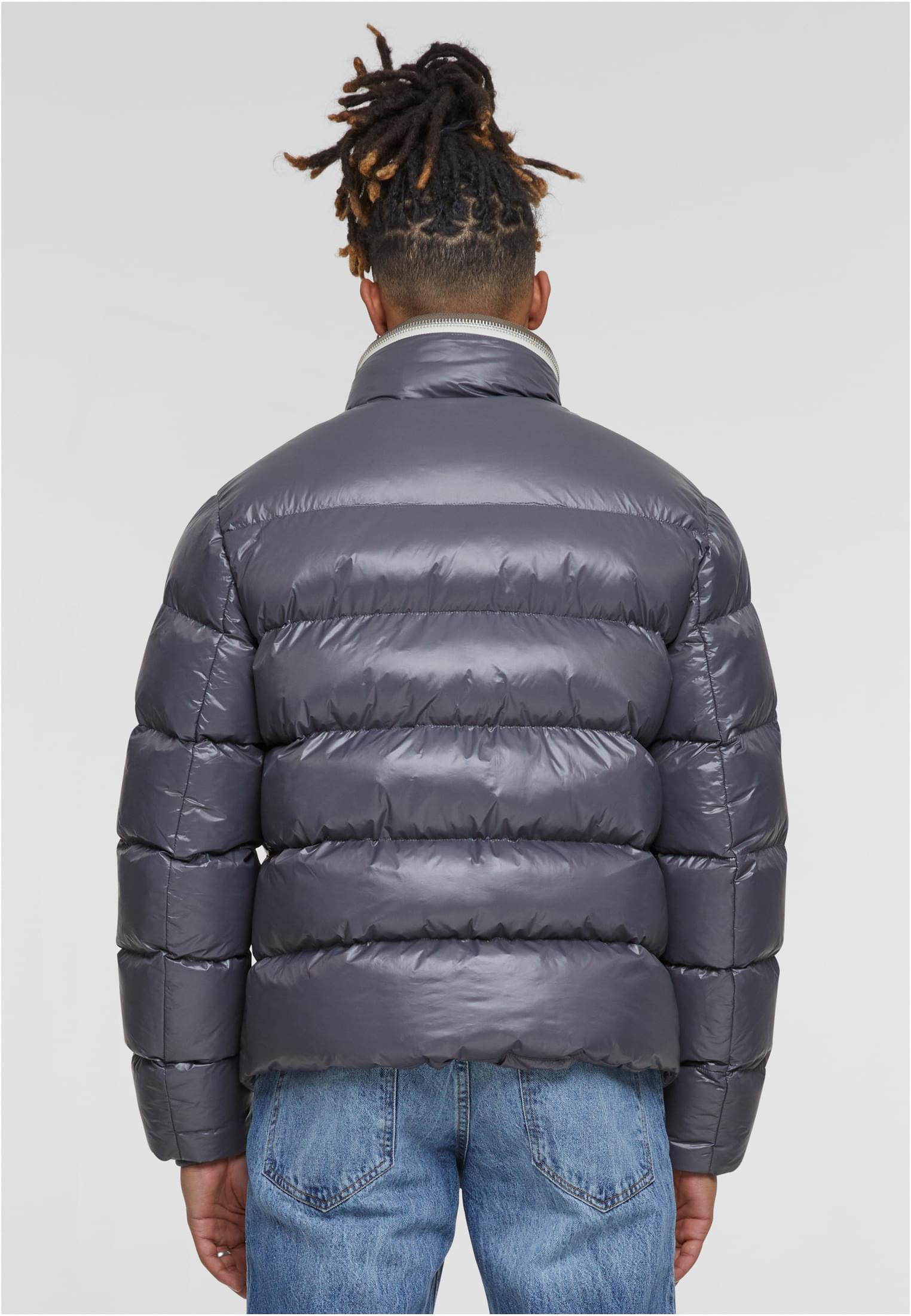 Recycled Zip neck Puffer Jacket | dark stone