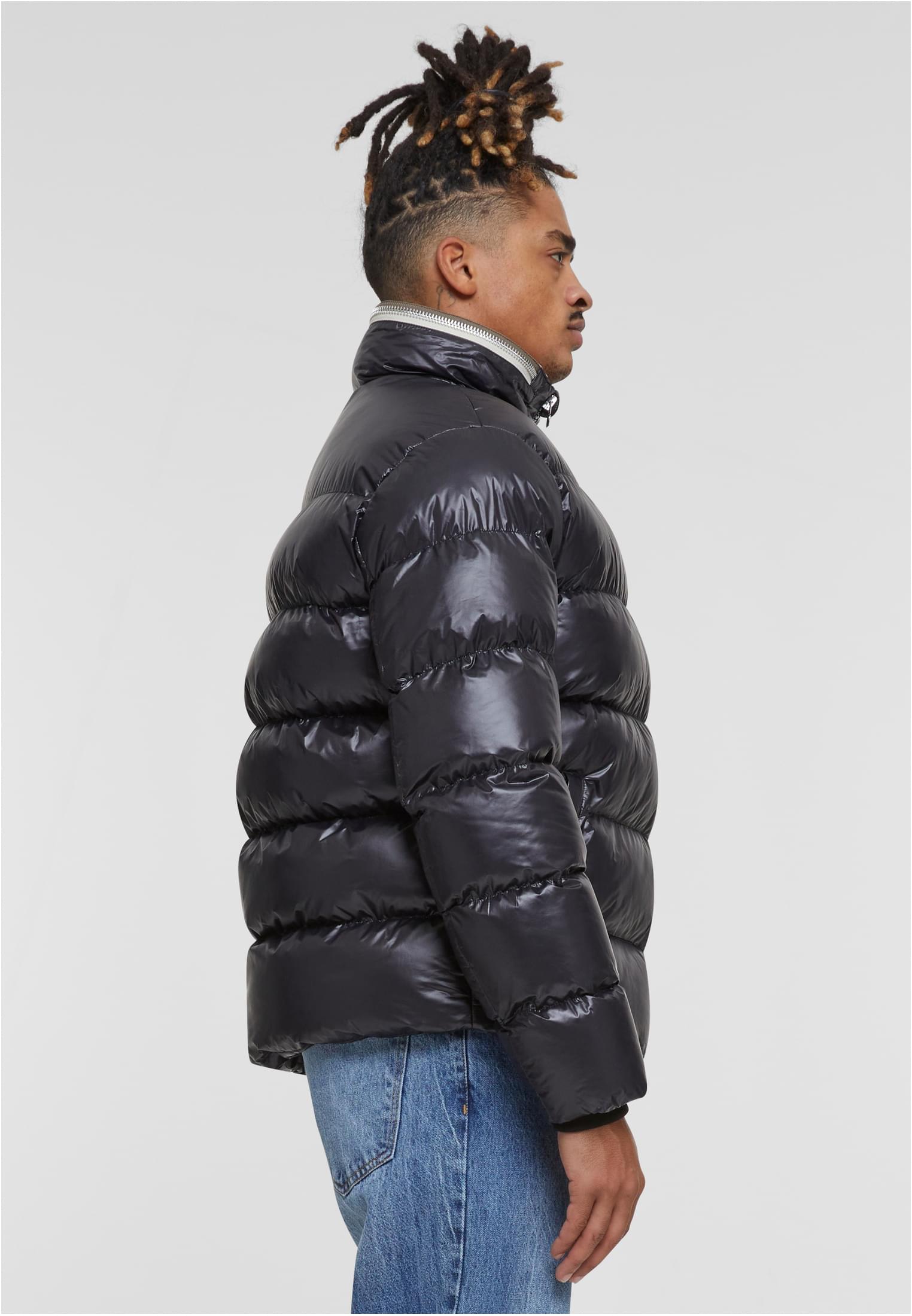 Recycled Zip neck Puffer Jacket | black