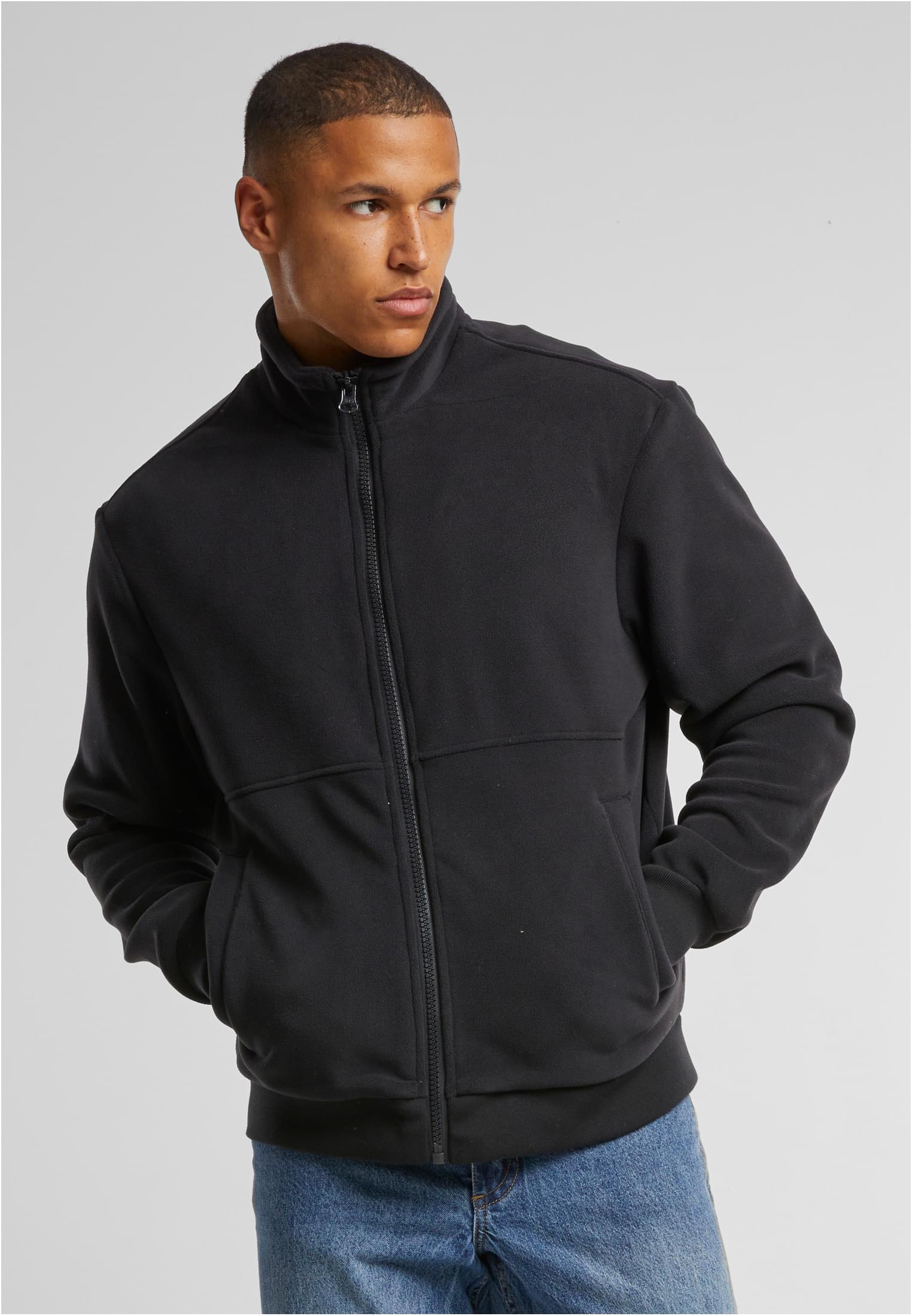 Colour Block Polar Fleece Jacket | black/black