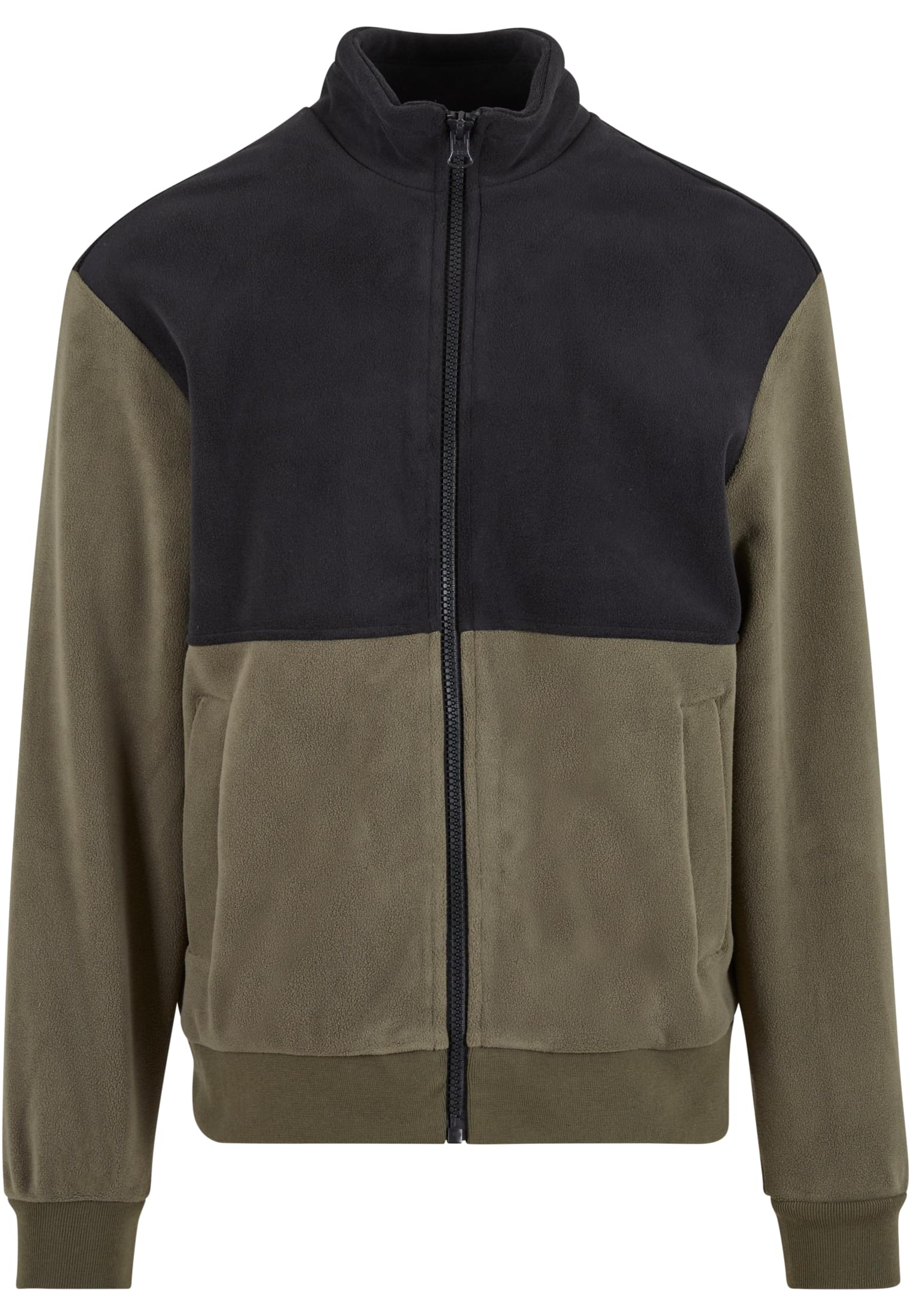 Colour Block Polar Fleece Jacket | black/olive