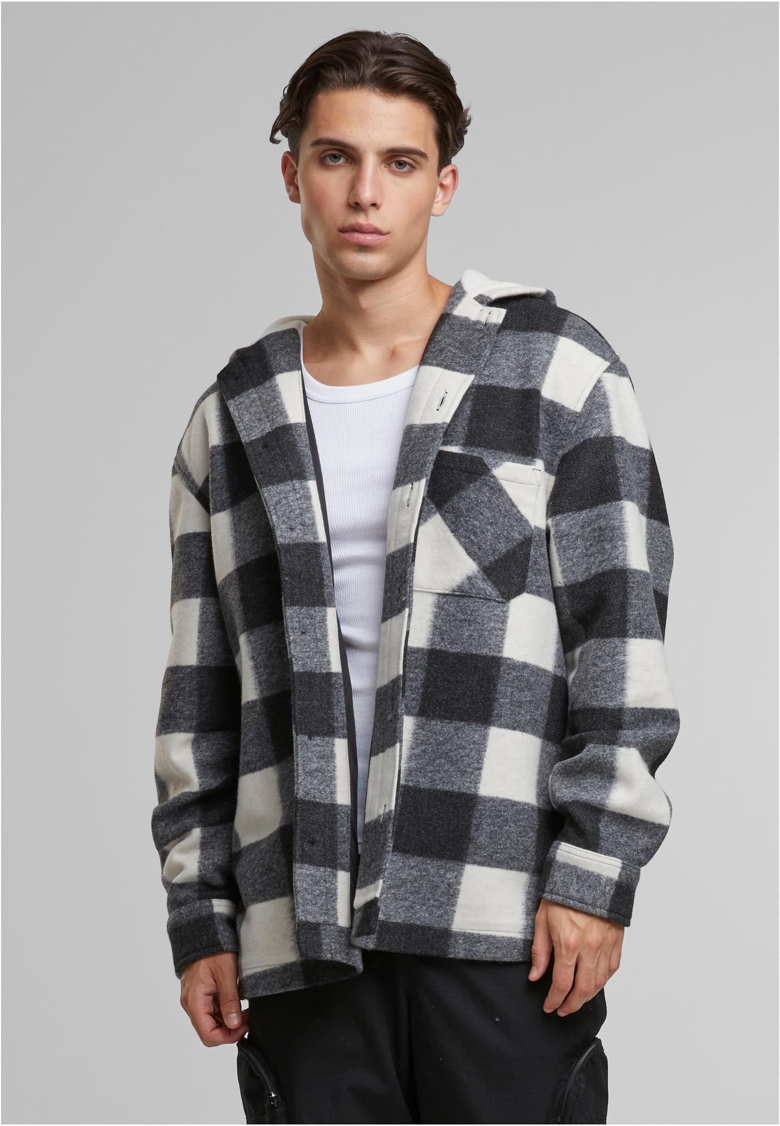 Big Check Jacket With Hood | whitesand/black