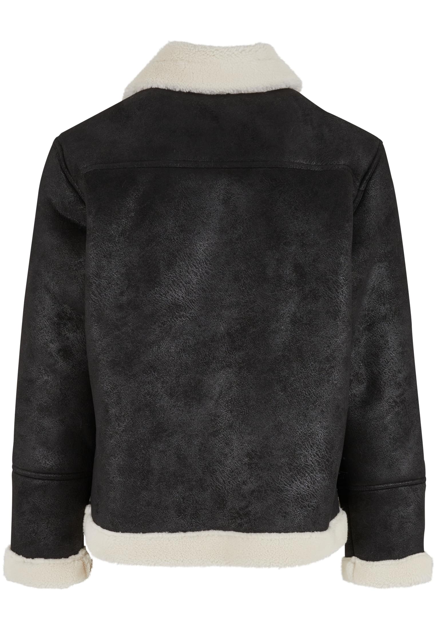 Shearling Biker Jacket | black/whitesand