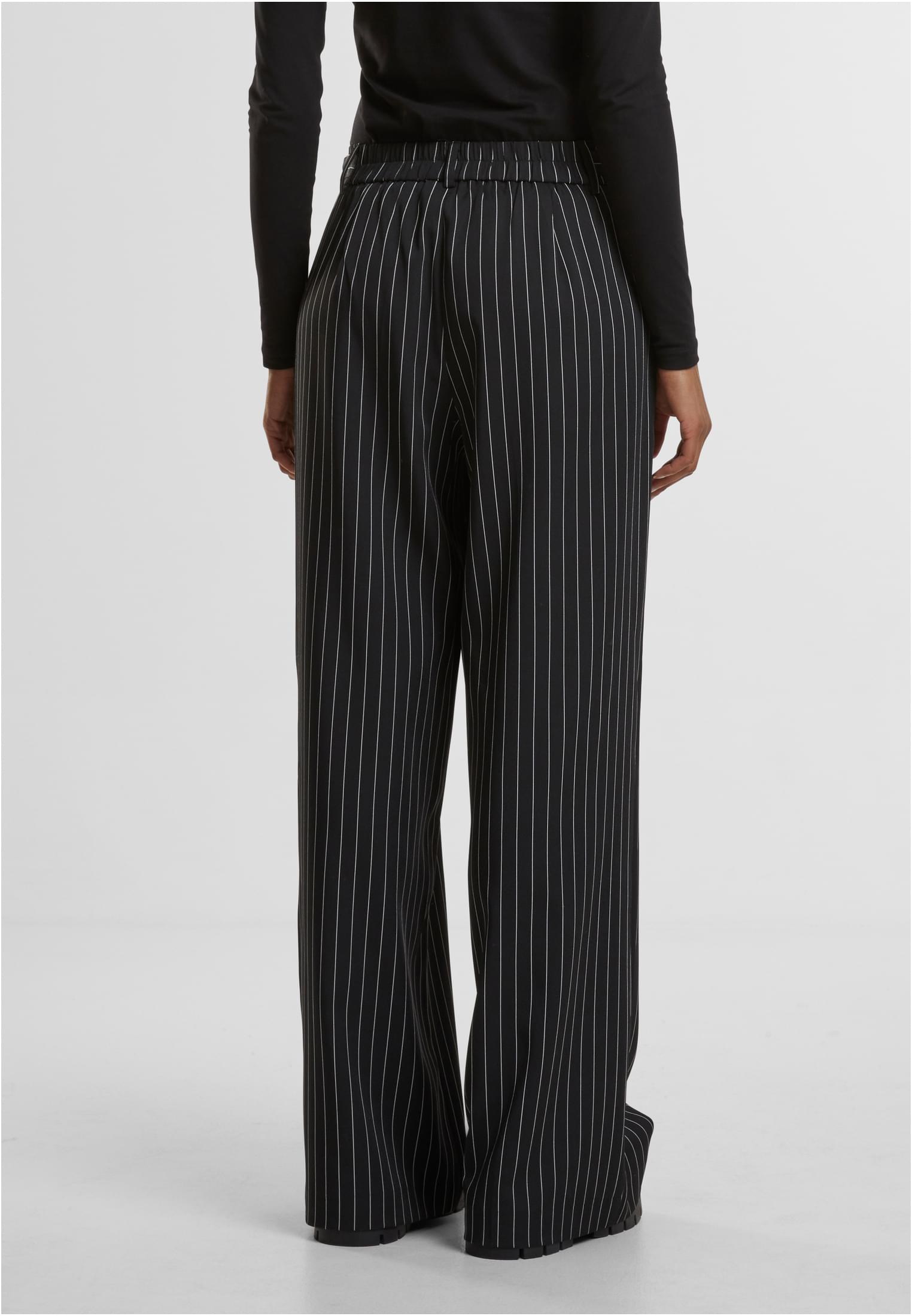 Ladies Pinstripe Wide Leg Trousers | darkgrey/white