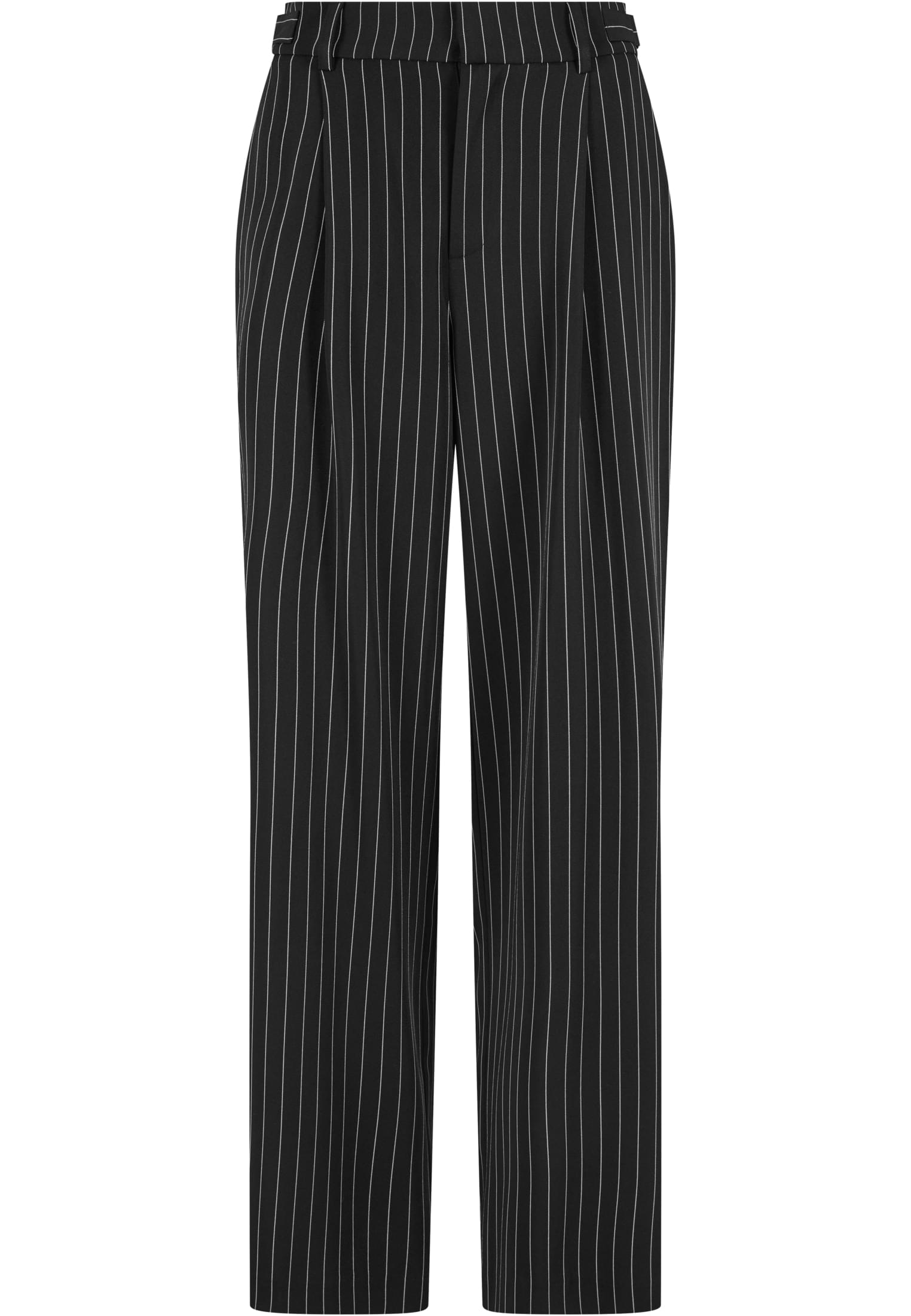 Ladies Pinstripe Wide Leg Trousers | darkgrey/white