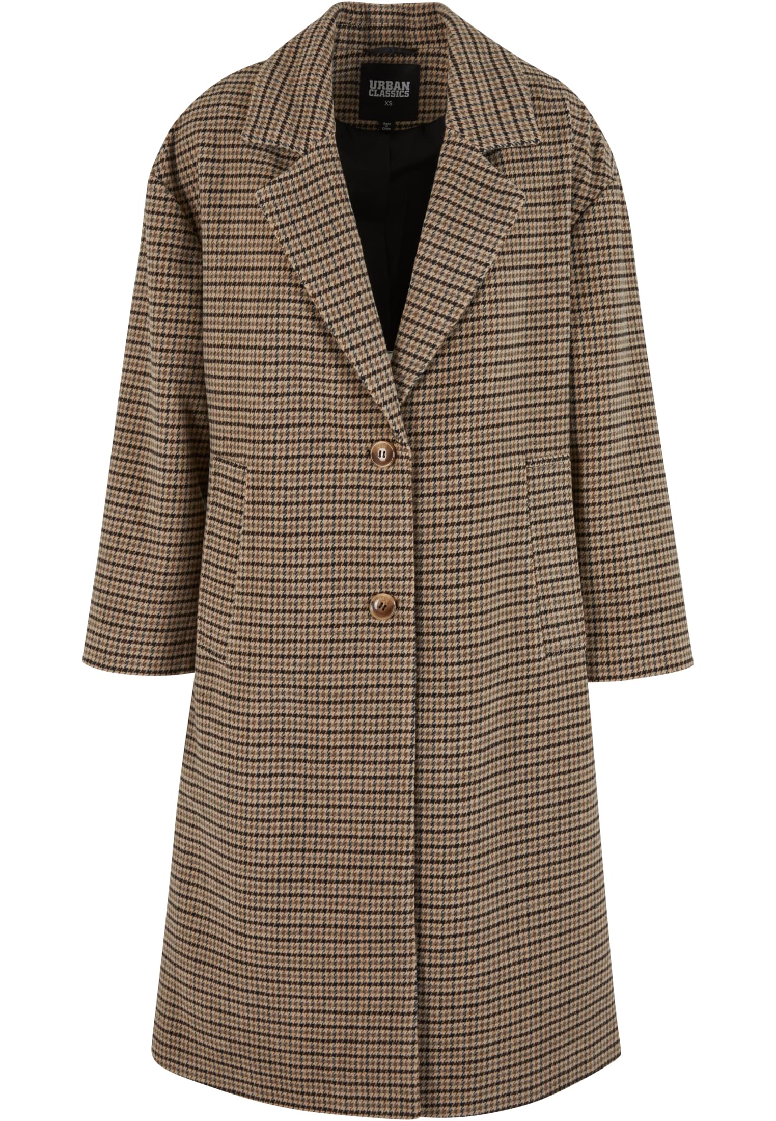 Ladies Oversized Plaid Coat | unionbeige/black