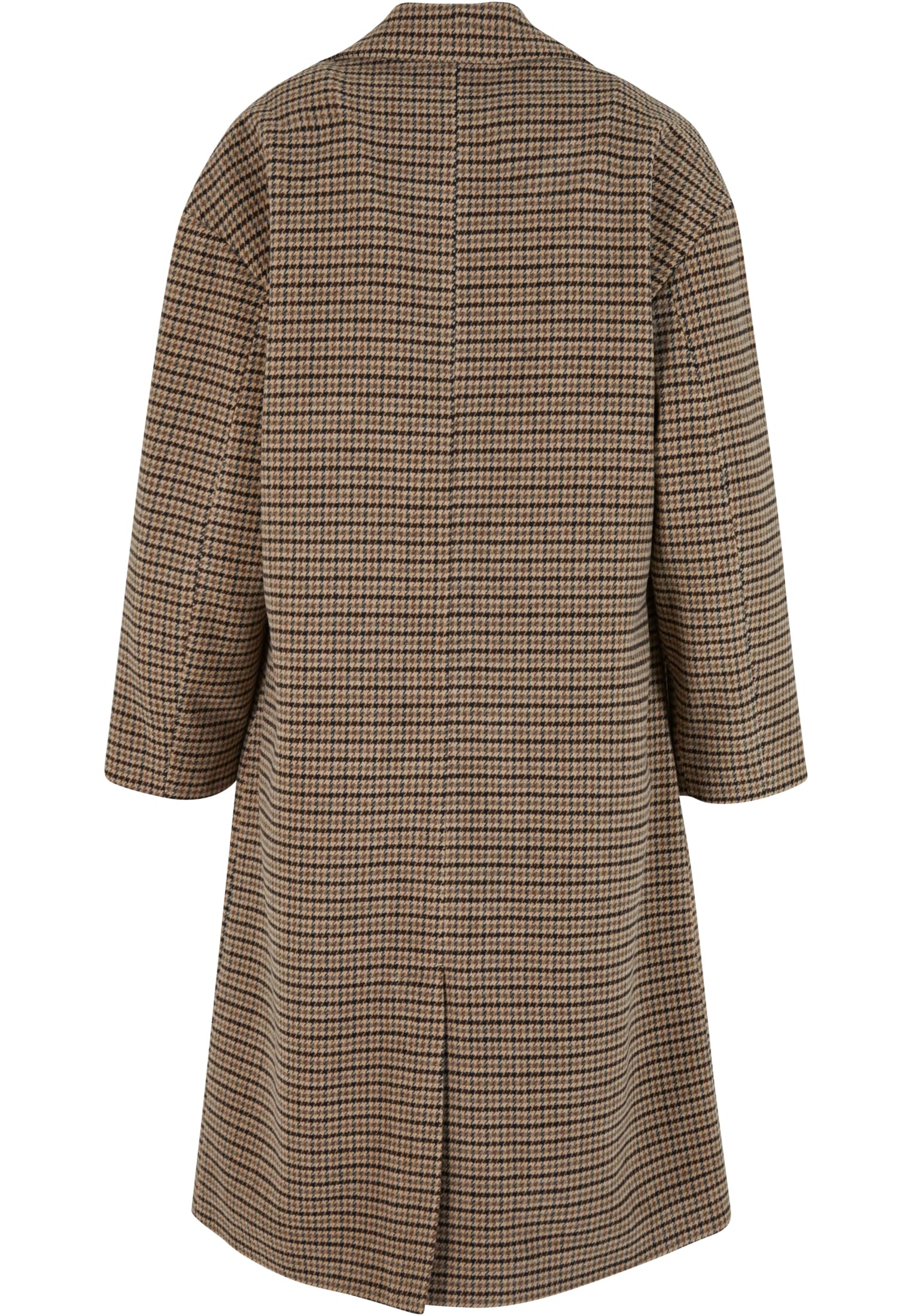 Ladies Oversized Plaid Coat | unionbeige/black