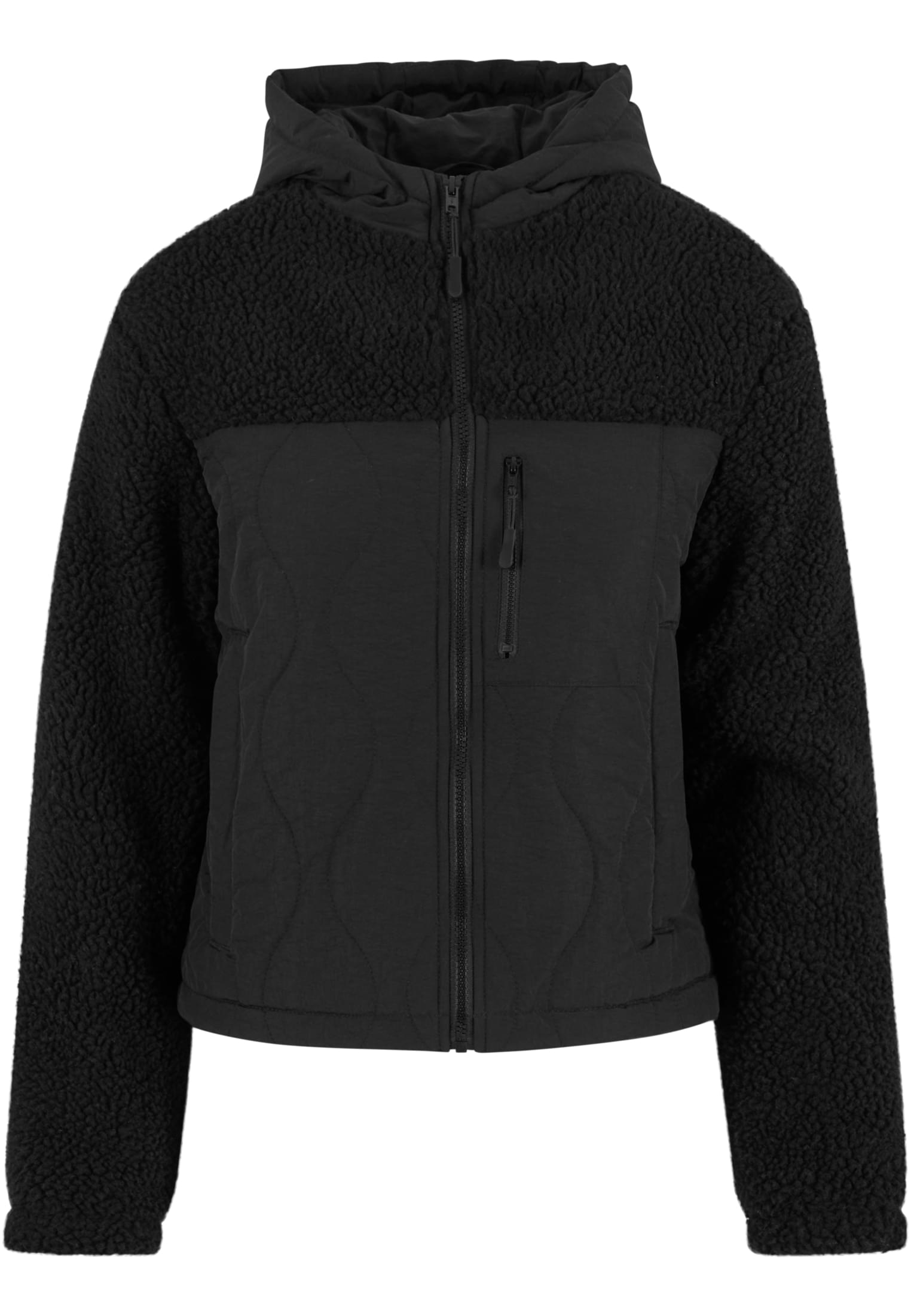 Ladies Sherpa Crinkle Nylon Mix Jacket | black/black