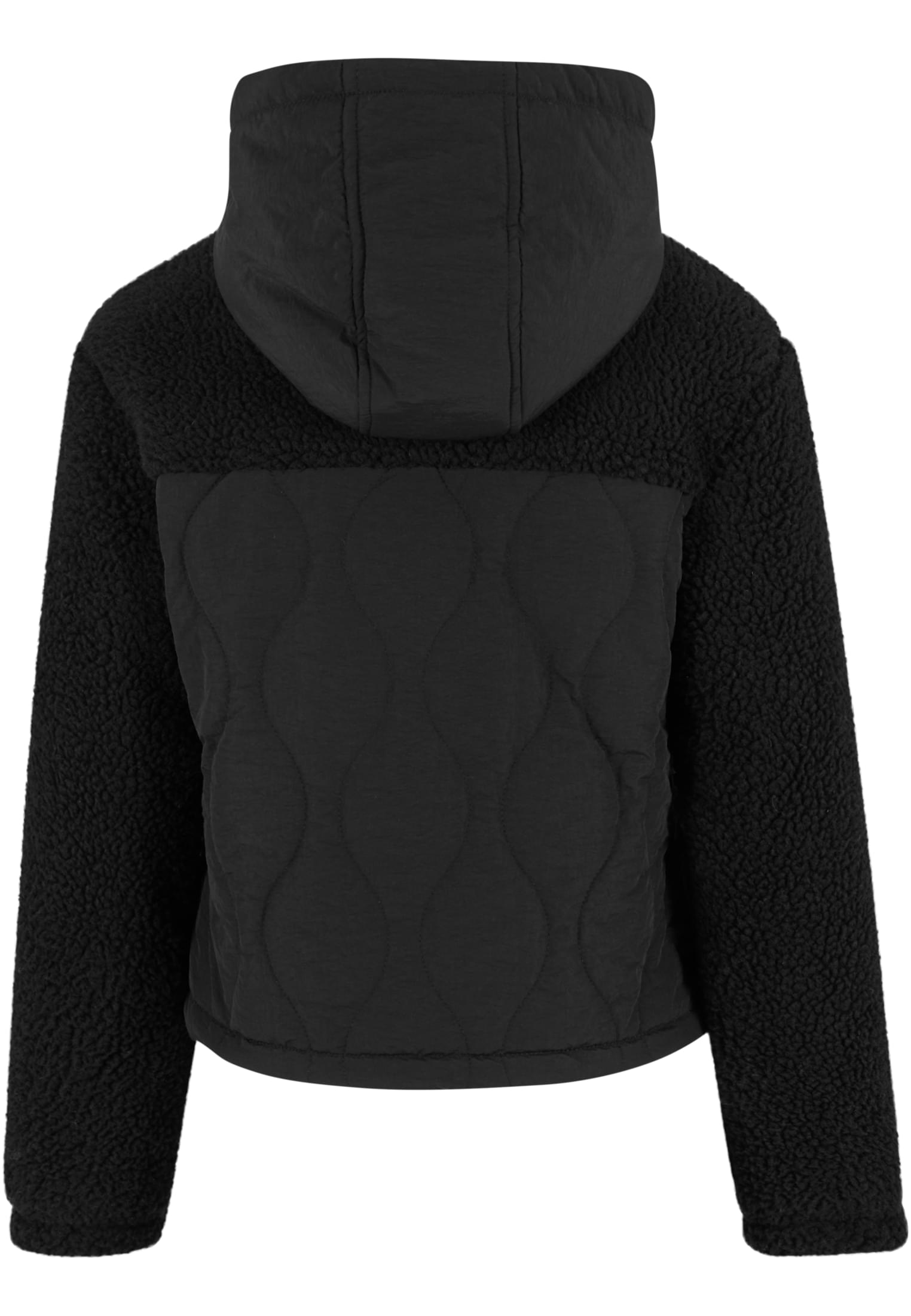 Ladies Sherpa Crinkle Nylon Mix Jacket | black/black