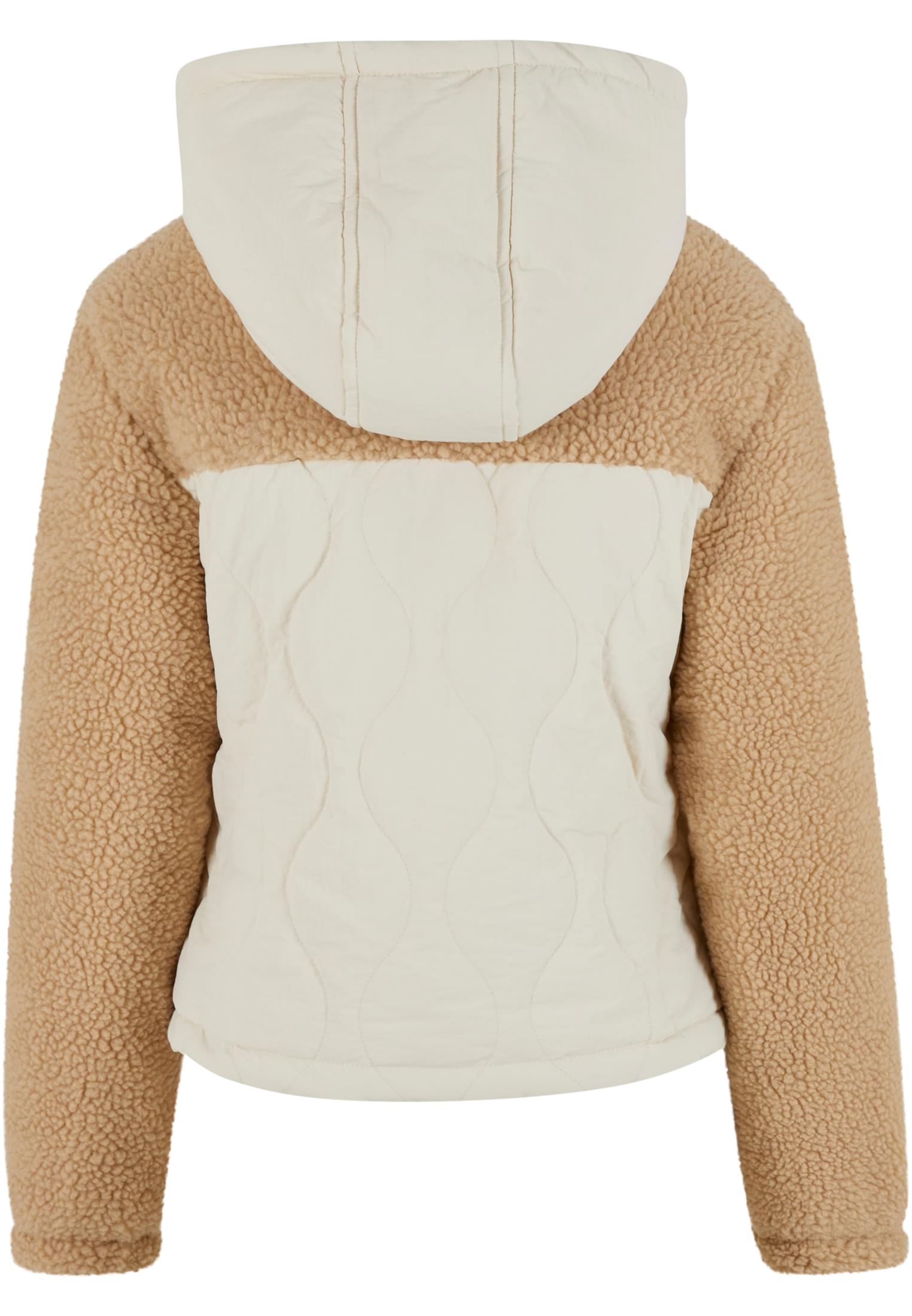 Ladies Sherpa Crinkle Nylon Mix Jacket | unionbeige/whitesand