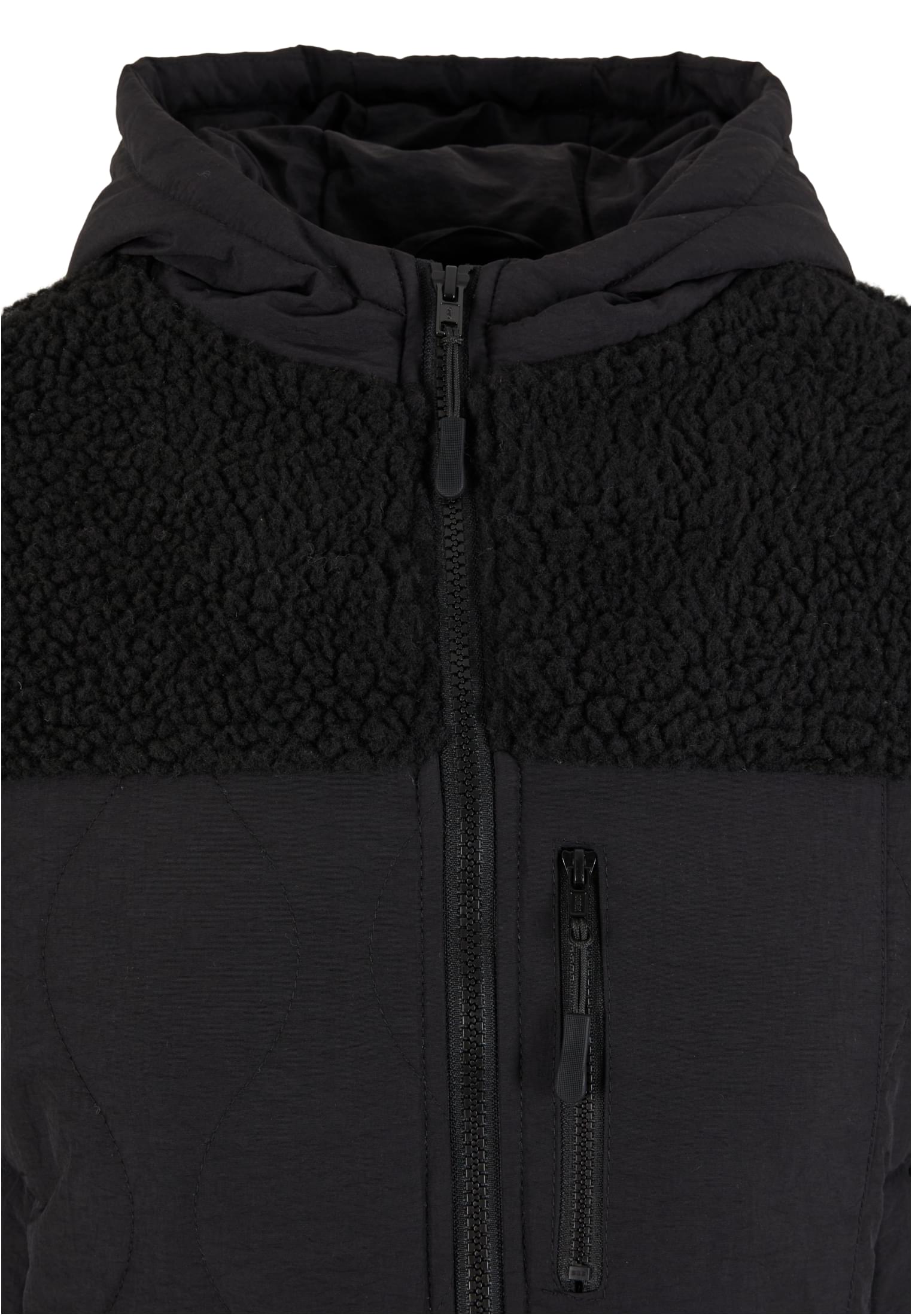 Ladies Sherpa Crinkle Nylon Mix Jacket | black/black