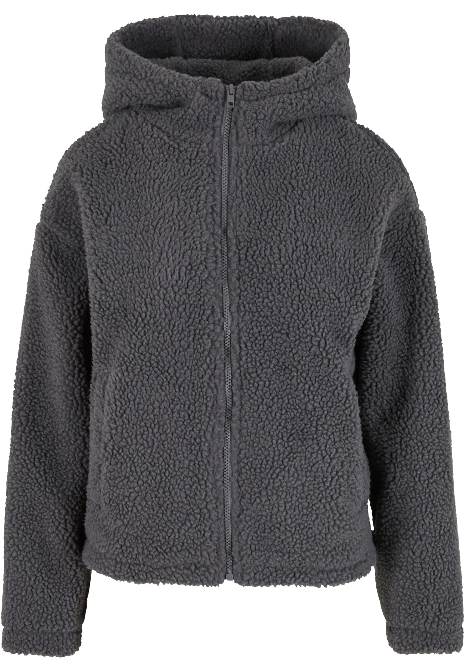 Ladies Short Hooded Sherpa Jacket | cloudgrey