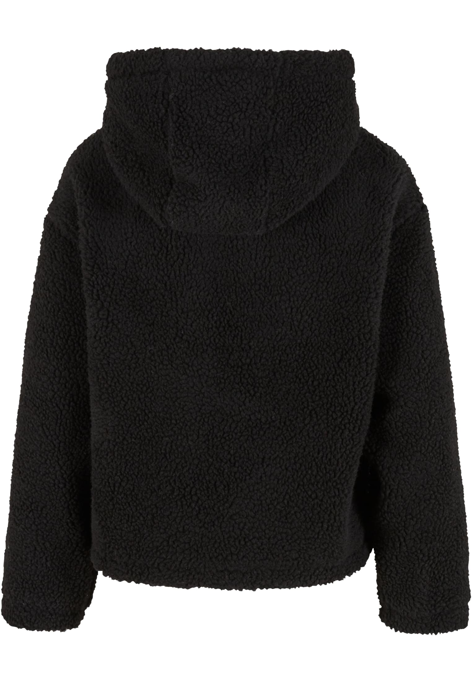 Ladies Short Hooded Sherpa Jacket | black