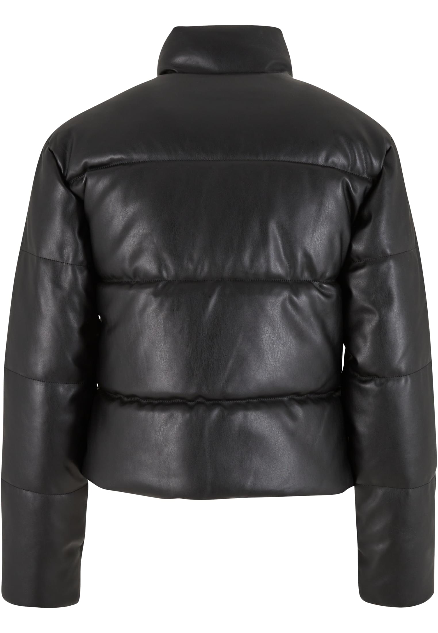 Ladies Synthetic Leather Puffer Jacket | black