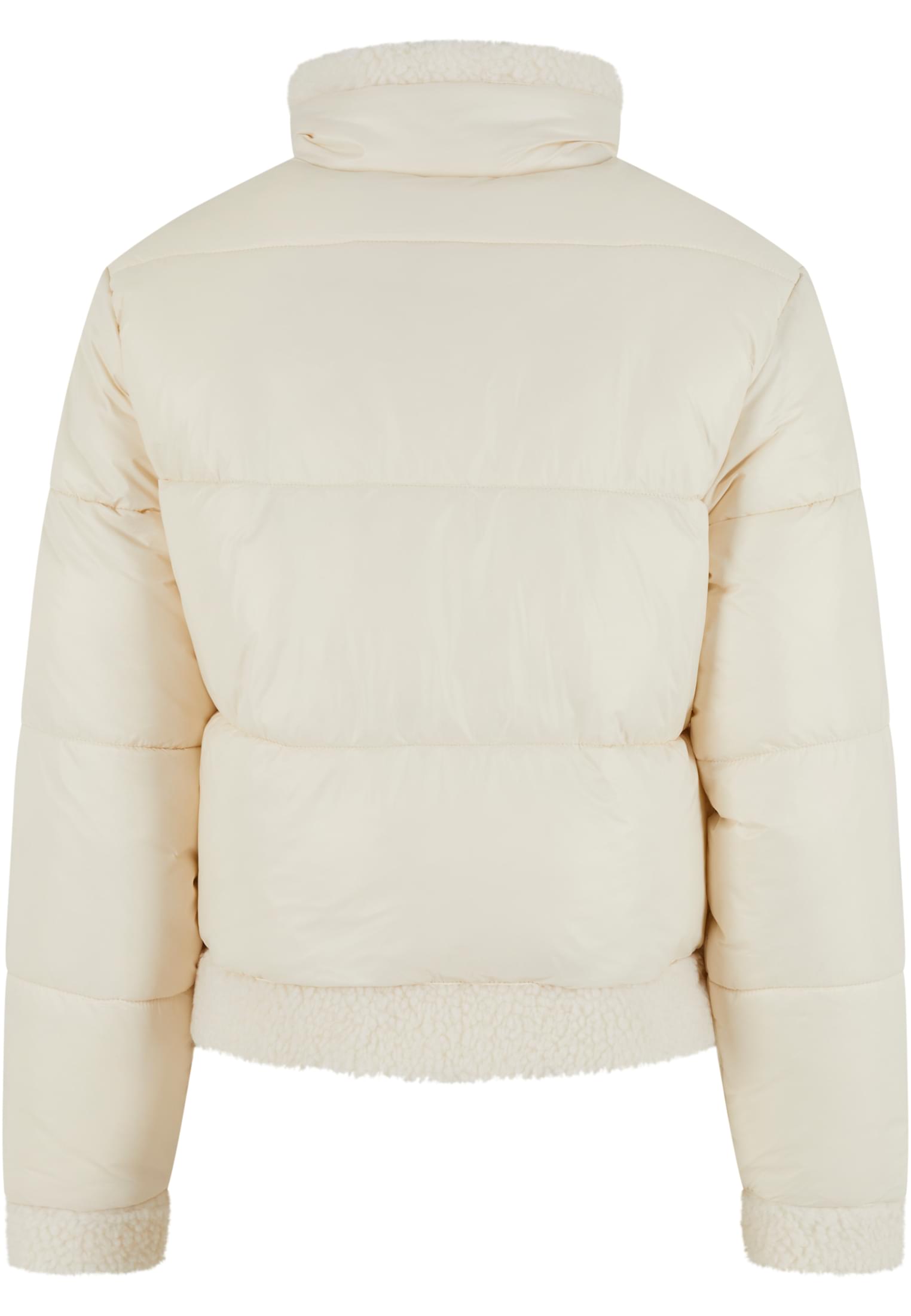 Ladies Recycled Shiny Puffer Sherpa Jacket | whitesand/whitesand