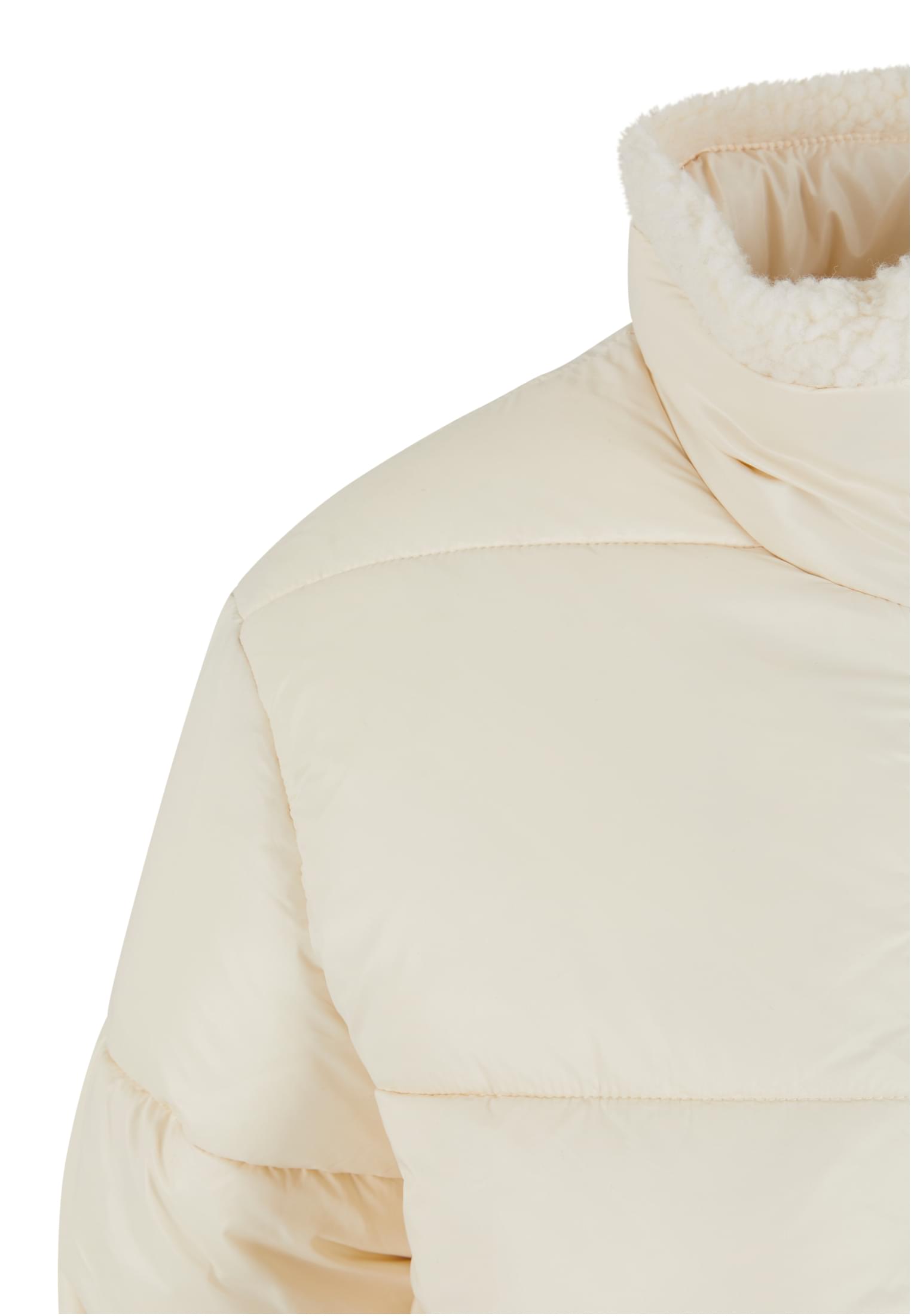 Ladies Recycled Shiny Puffer Sherpa Jacket | whitesand/whitesand