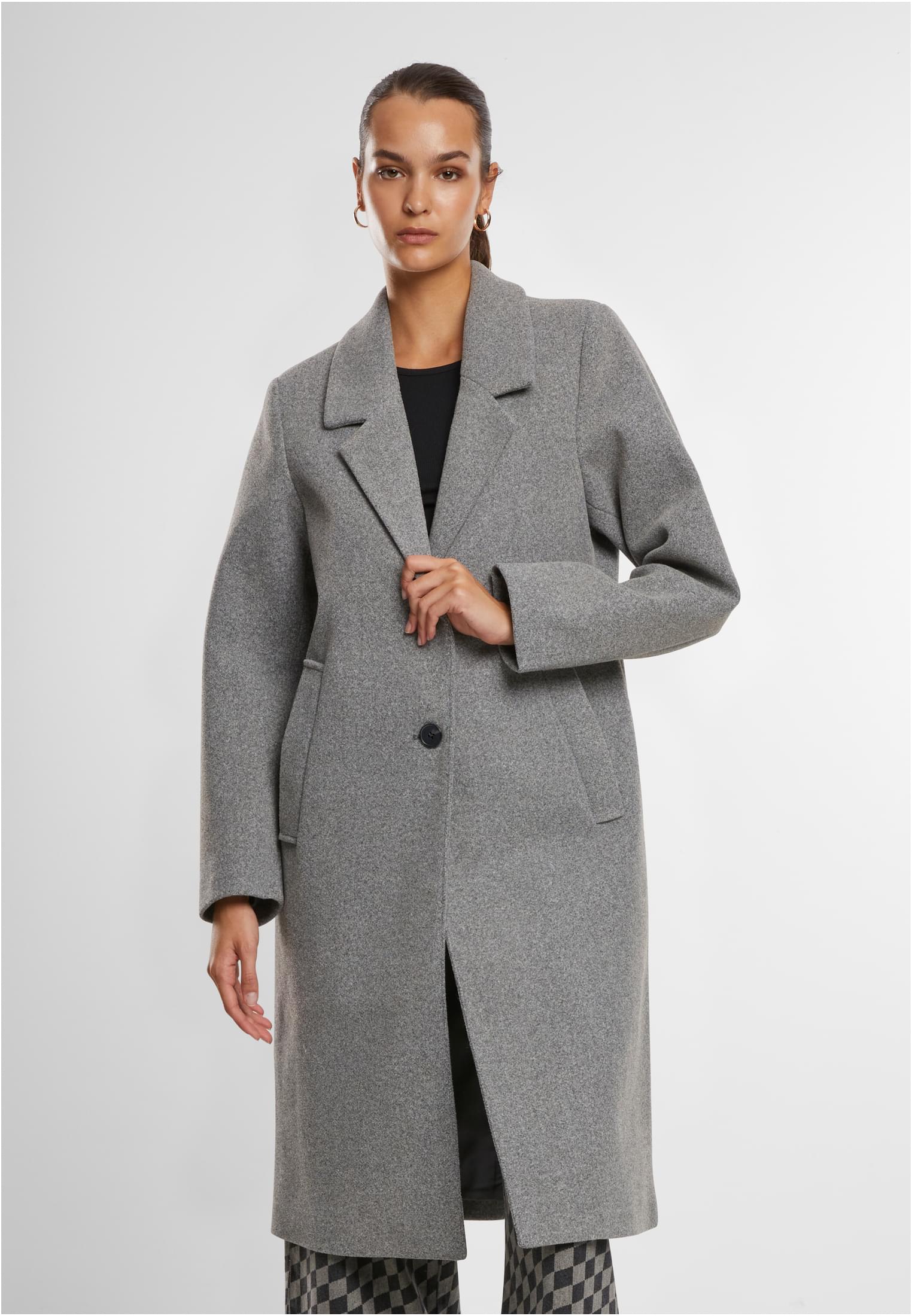 Ladies Basic Coat | darkgreymelange