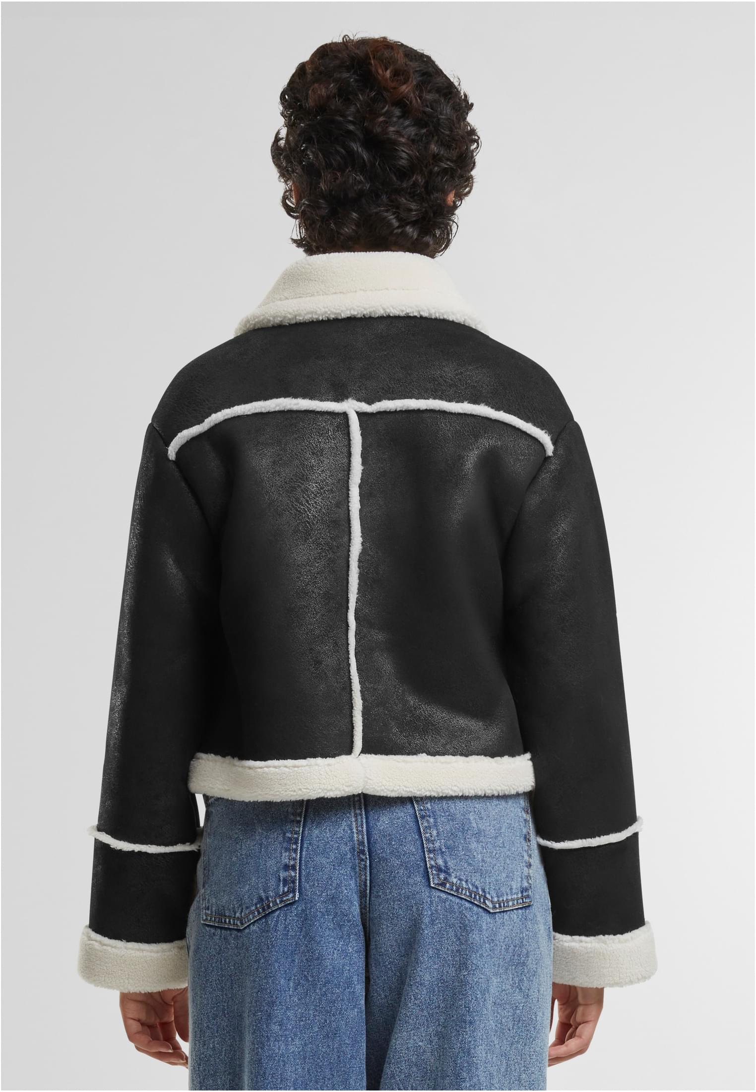 Ladies Shearling Jacket | black/whitesand