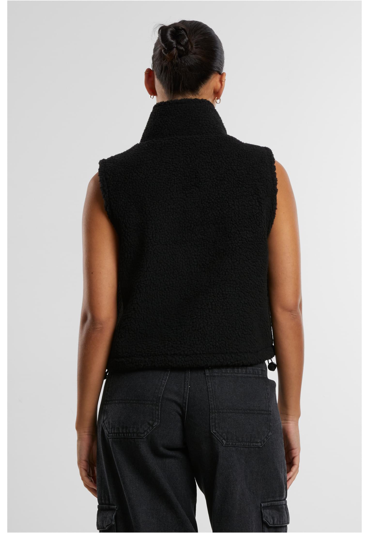 Ladies Short Sherpa Vest | black